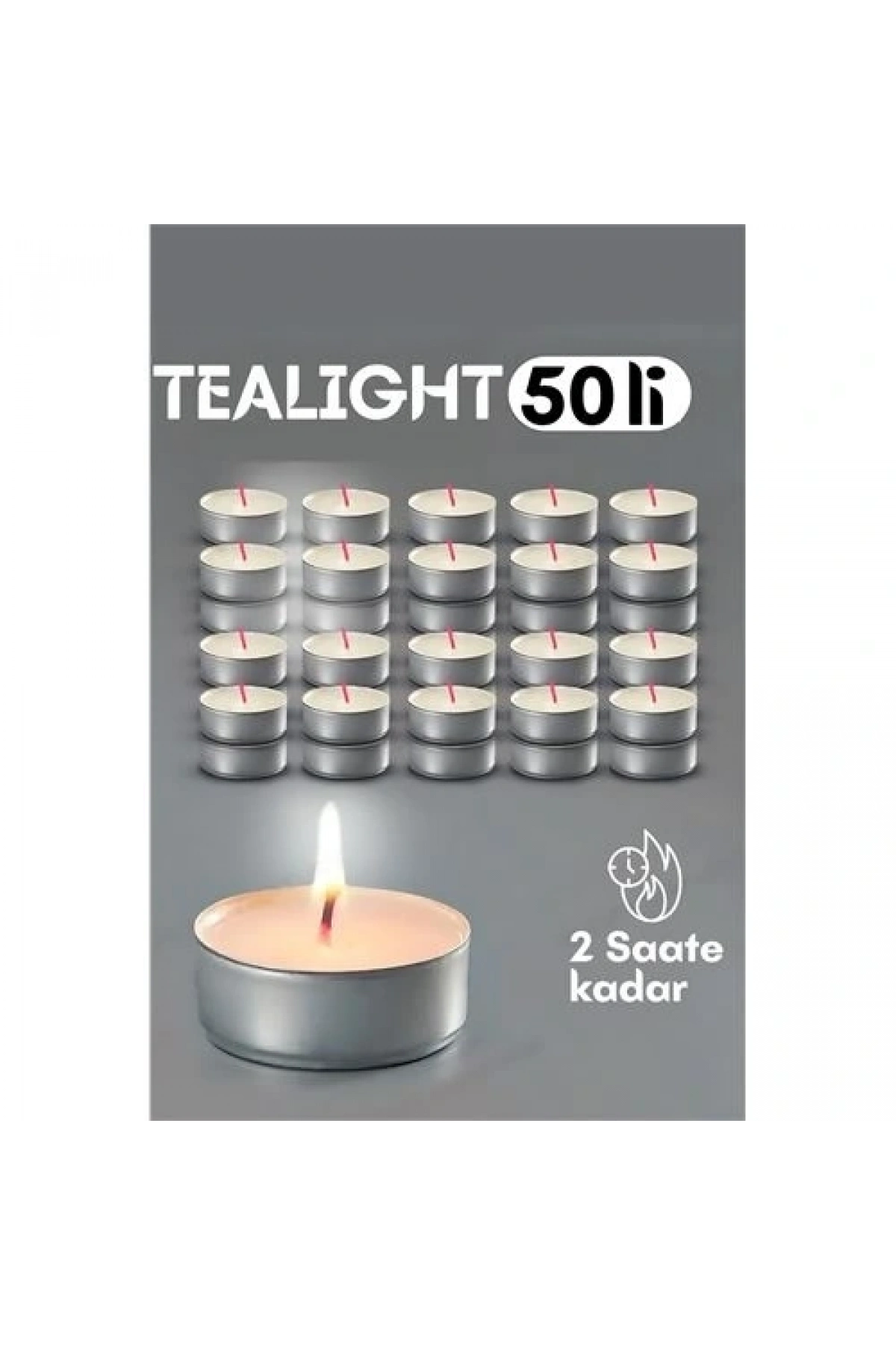 Tealight Mum 50 Adet - Kokusuz Dekoratif Mum