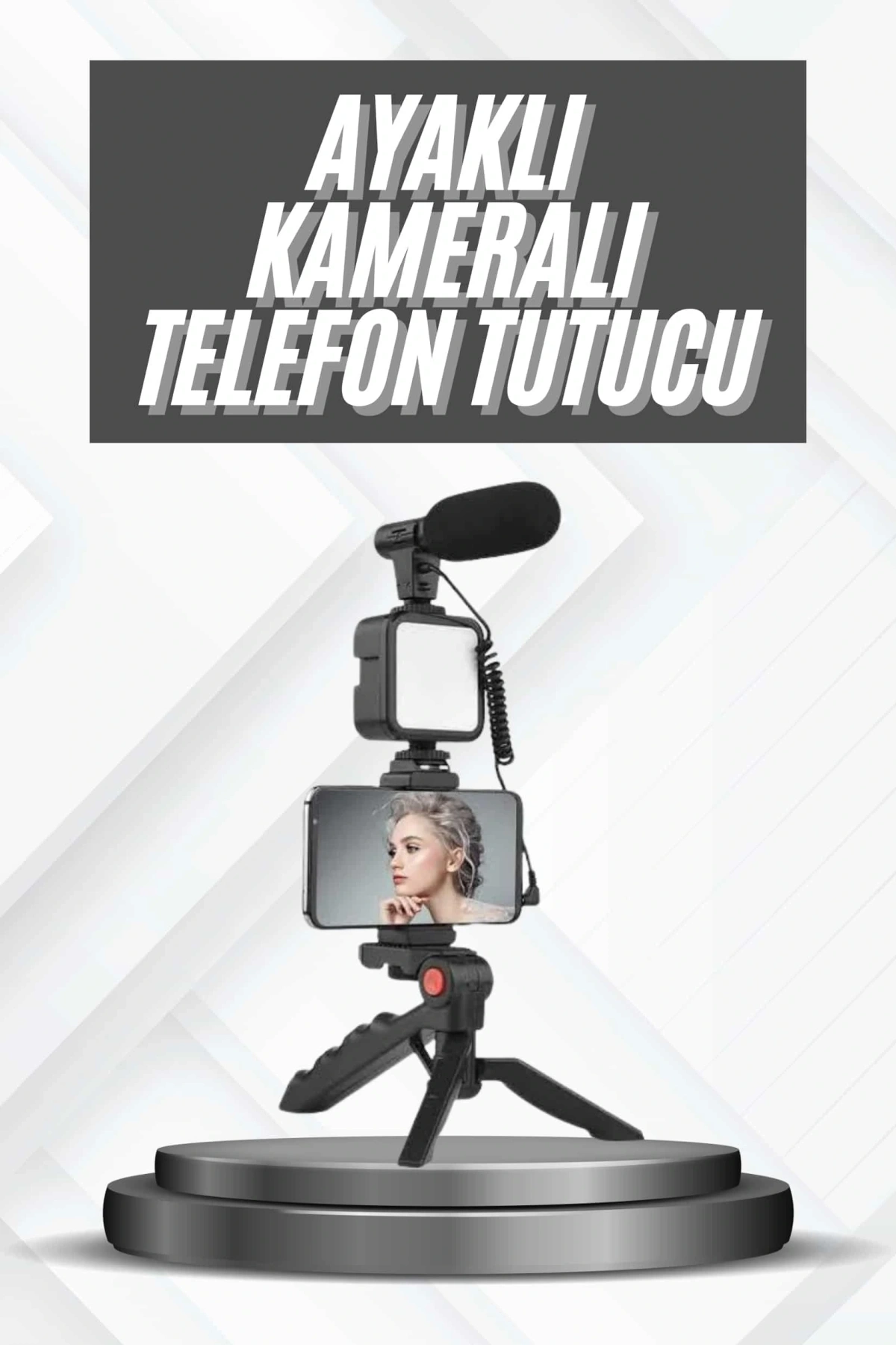 Telefon Tutucu Mikrofonlu Işıklı Youtuber Video Kayıt