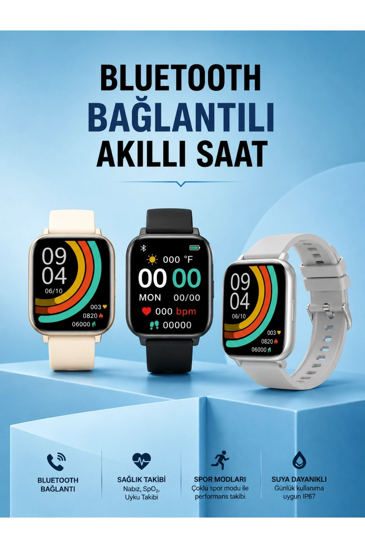 Titreşimli, Sağlık Takipli, Yeni Nesil Akıllı Saat  400mAh Batarya Kapasiteli