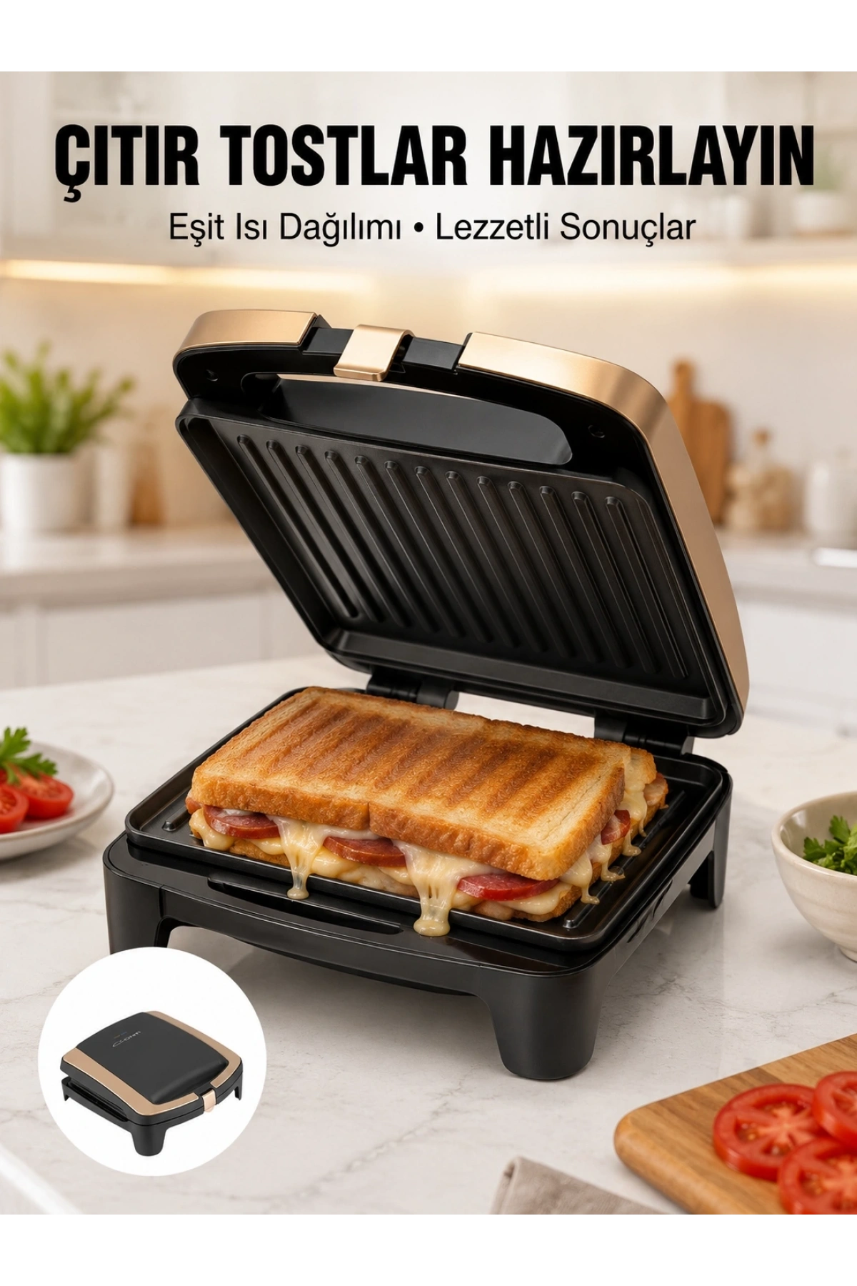 Tost Makinesi Ev Tipi Pratik Kullanım 4 Tost Kapasiteli Yeni Nesil