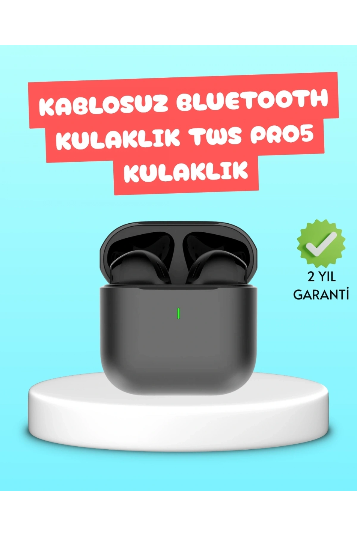 TWS Pro 5 Bluetooth Kulaklık – Kablosuz ve Şarj Kutulu Tasarım