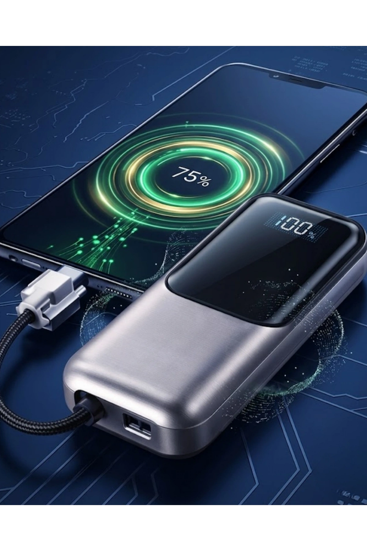 Type C ve Lightning Destekli Yüksek Kapasiteli Powerbank 13000 mAh