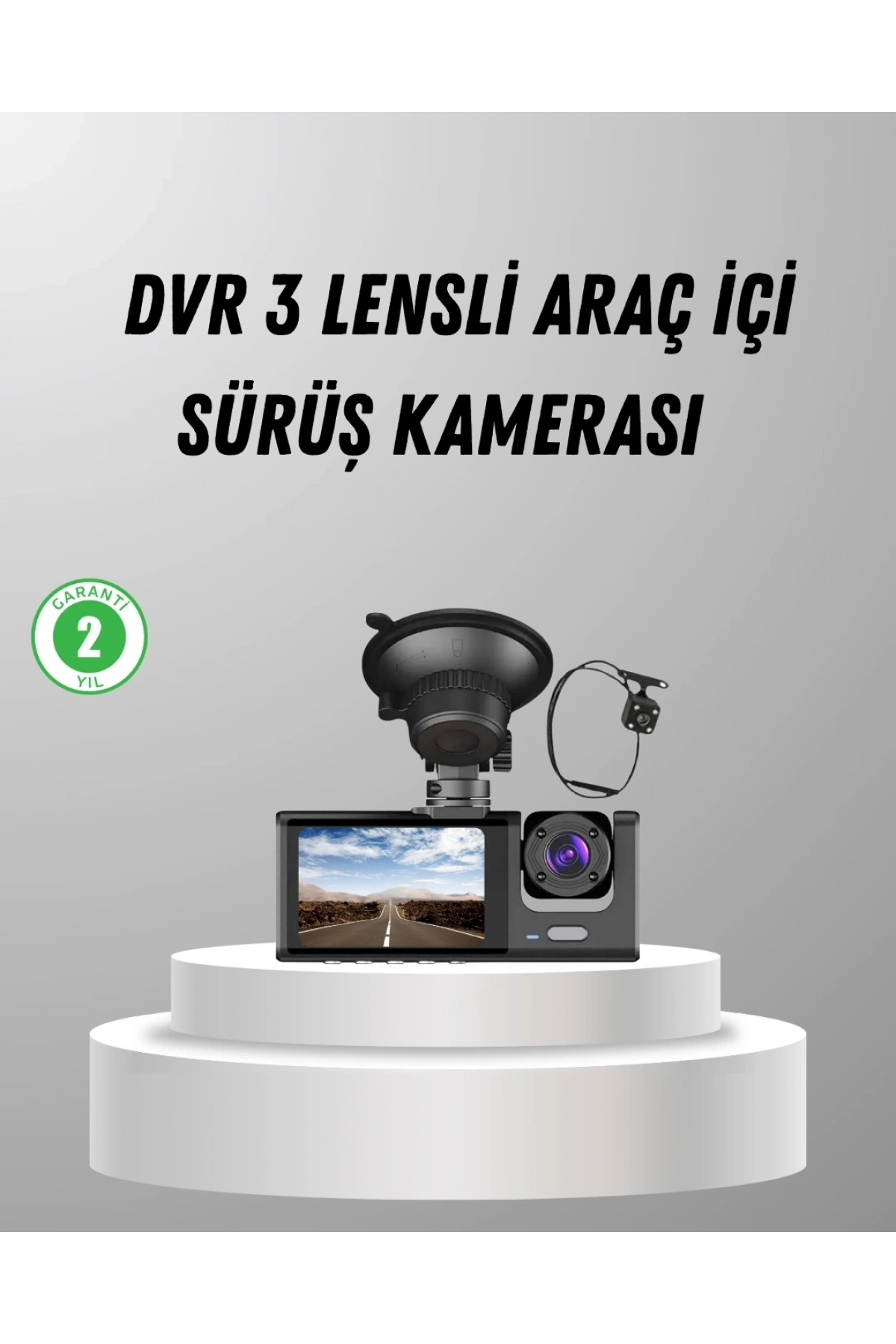 Üç Kameralı Araç DVR Full HD Gece Görüşlü ve 2 inç IPS Ekranlı