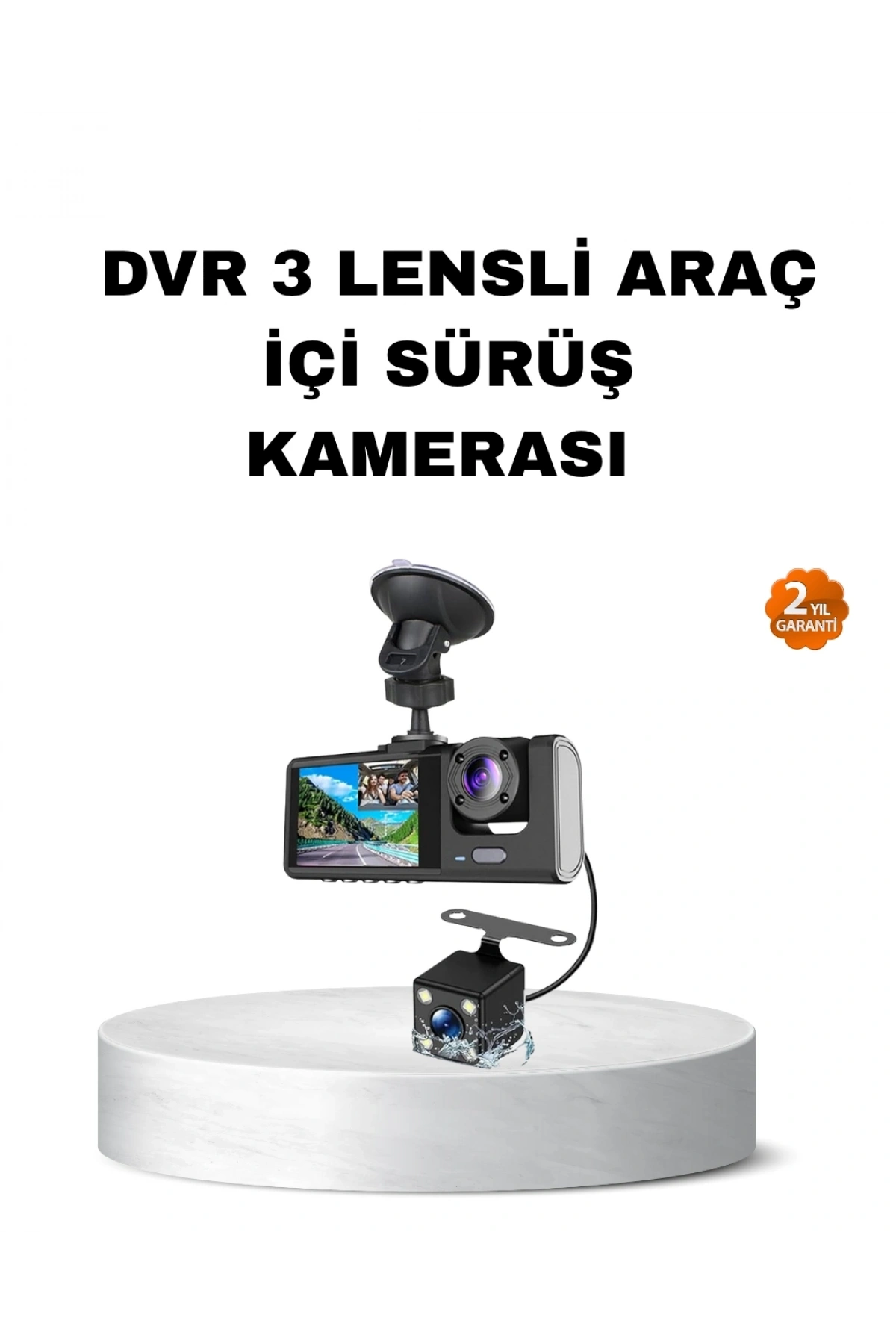 Üç Kameralı Araç İçi Kayıt Sistemi Full HD Gece Görüşlü ve G-Sensör Destekli