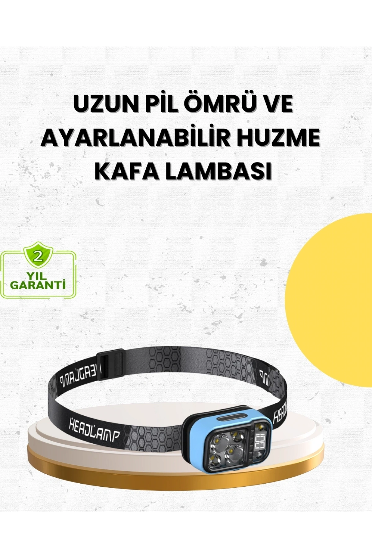 Üç Renkli LED Kafa Feneri 53 Mod Güç Göstergeli Type C Şarjlı