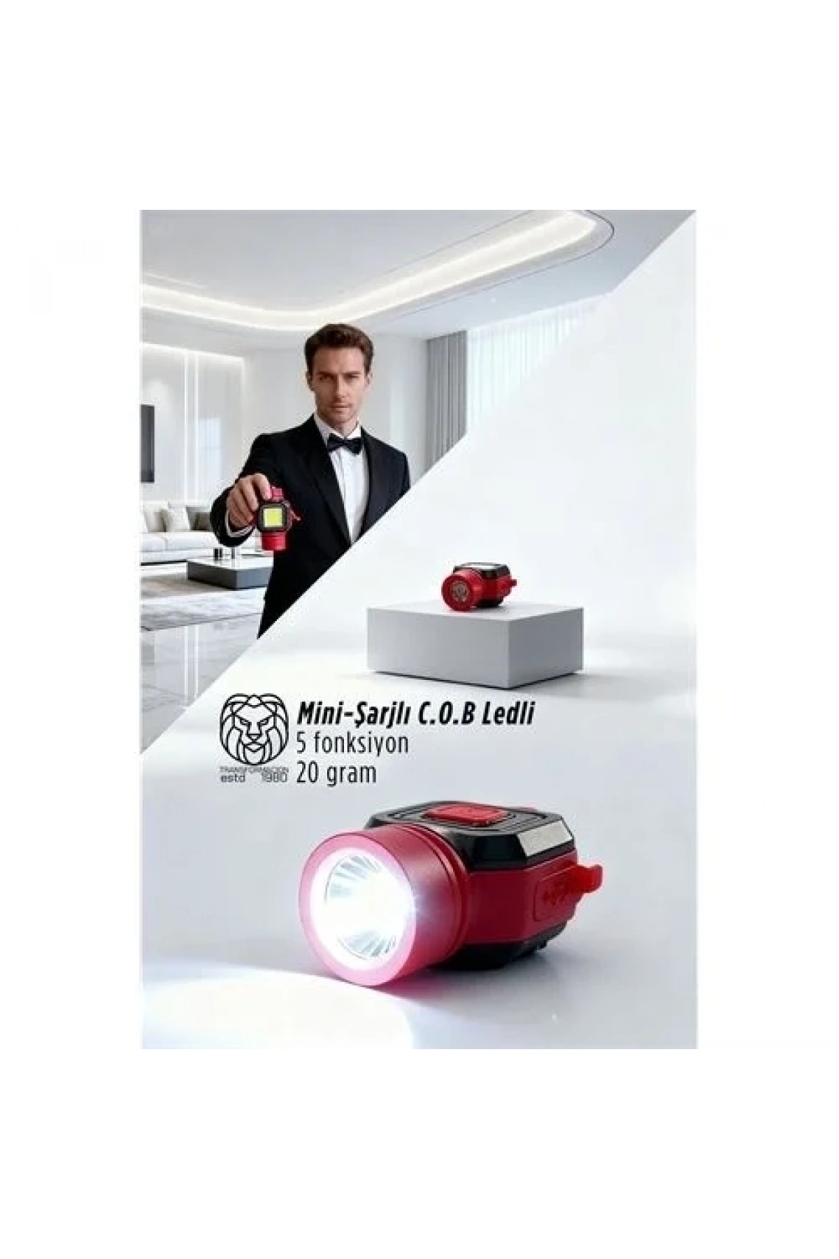 Ultra-pro 5 Fonksiyonlu 600 Lümen Usb-c Şarjlı Mini Led El Feneri & Kamp Lambası 722876