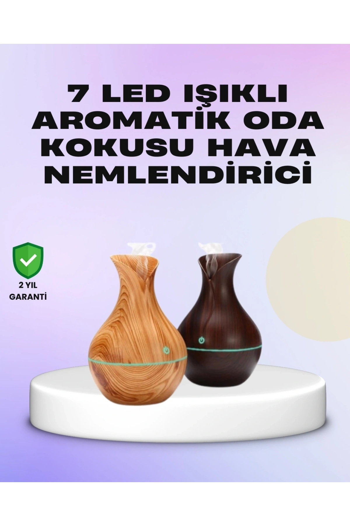 Ultrasonik Ahşap Desenli 130ml Aromaterapi Difüzör ve Hava Nemlendirici