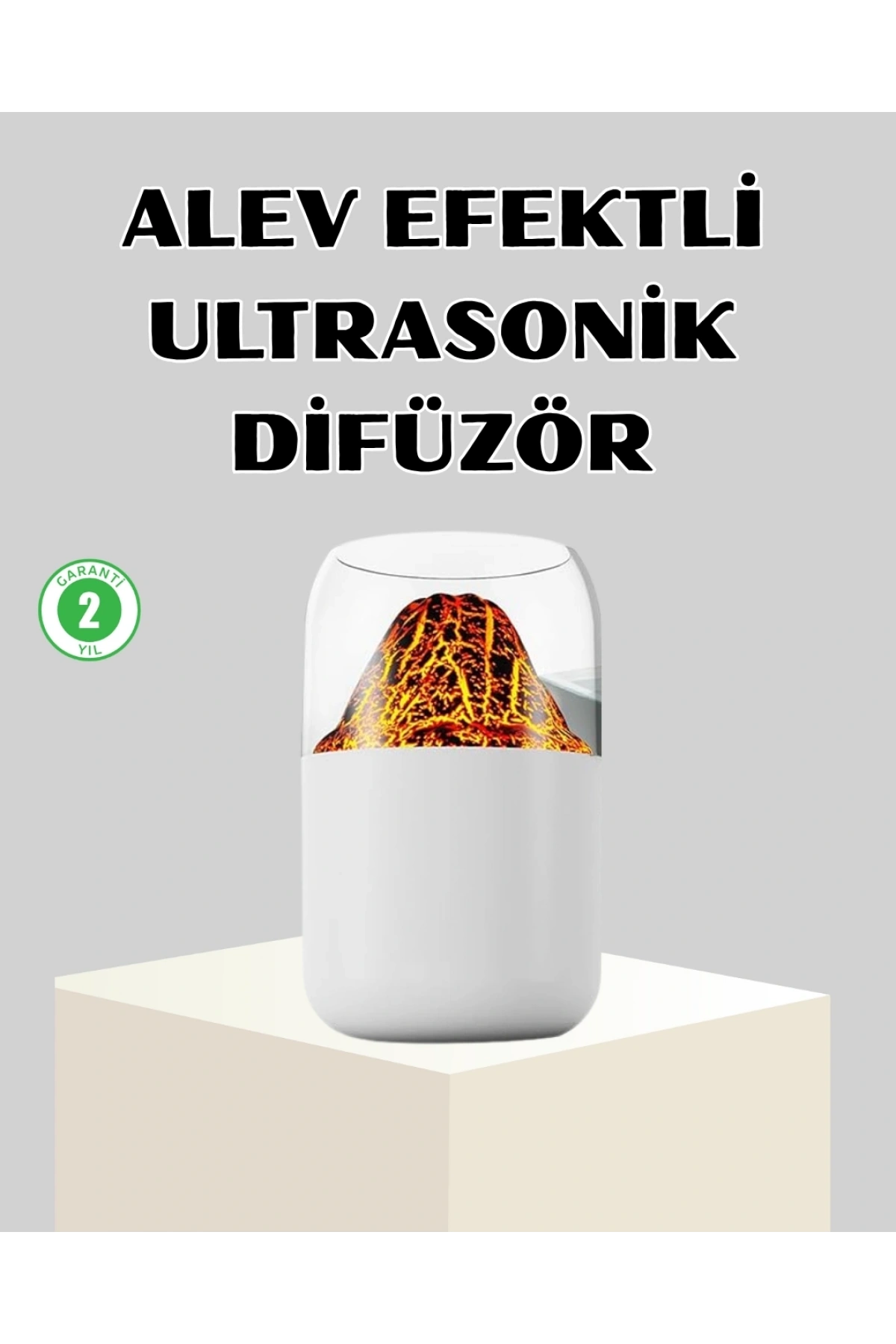 Ultrasonik Alev Efektli Aromaterapi Difüzörü USB Şarjlı ve Otomatik Kapanma Özellikli