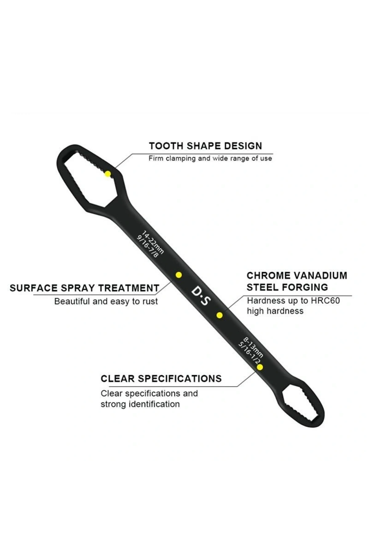 Universal Anahtarı Çift kafalı  Çok Fonksiyonlu 6-22mm (5047)