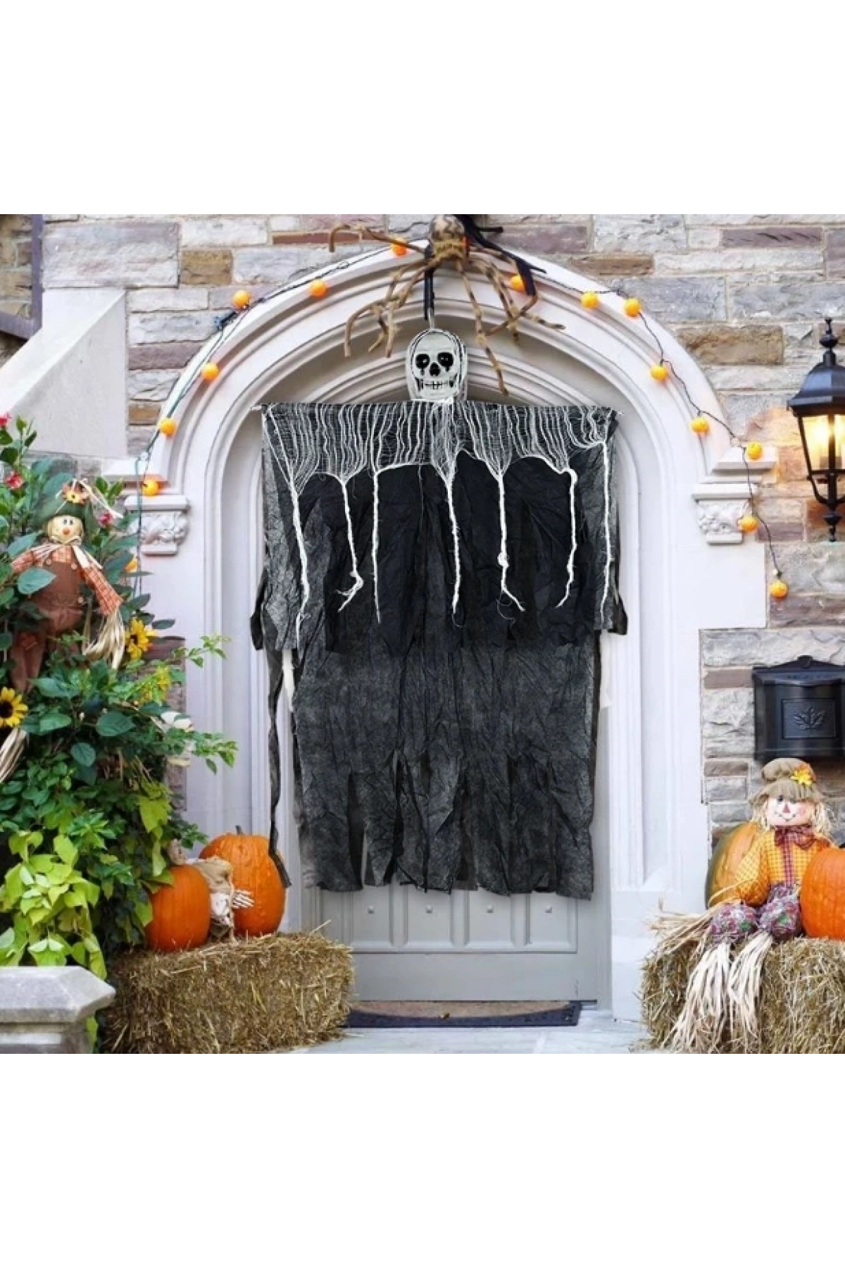Ürpertici Kuru Kafa Korku Hayalet Saçaklı Dekor 90x50 cm (5047)