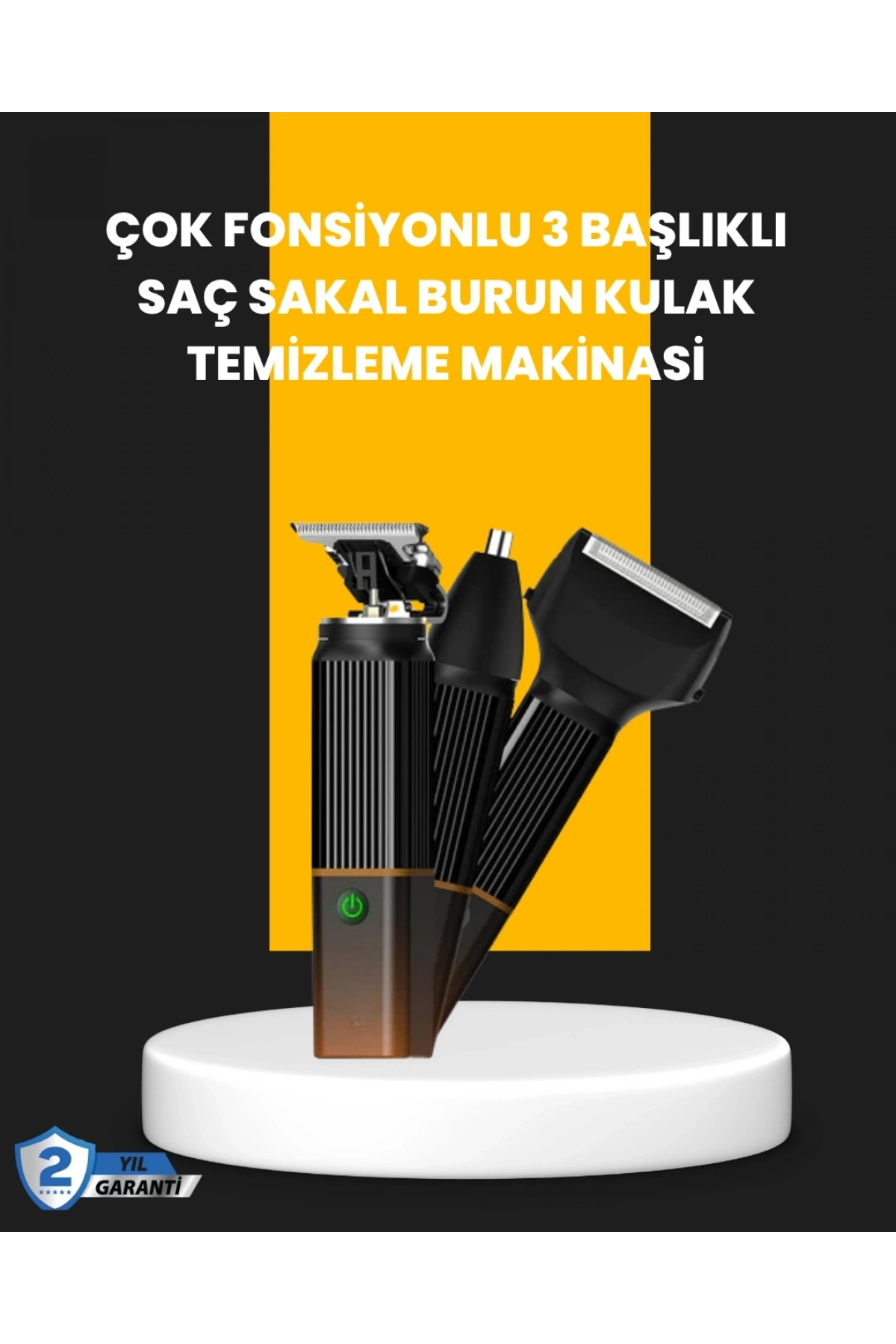 USB-C Şarjlı 3 in 1 Erkek Bakım Cihazı – Sessiz Motorlu Saç ve Sakal Kesme Makinesi