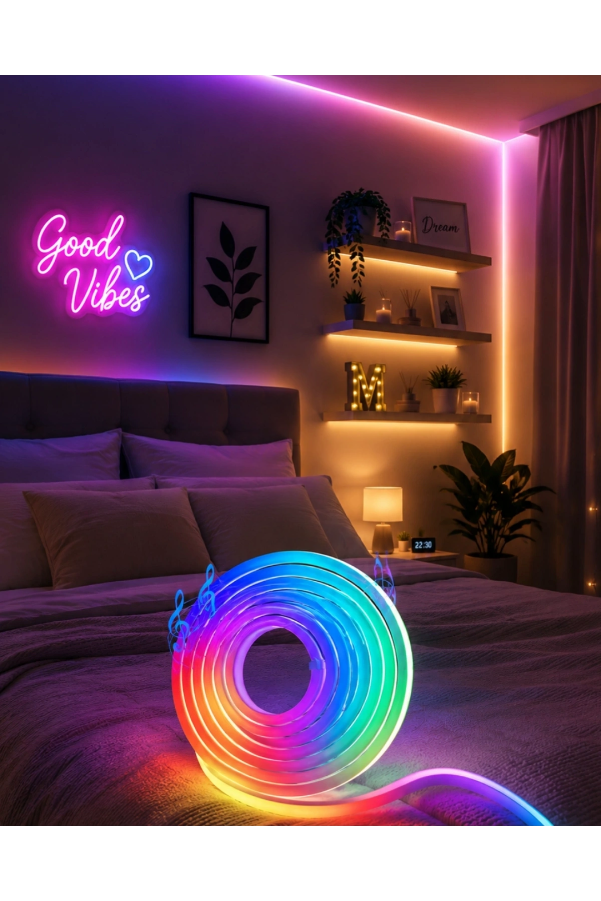 USB Girişli RGB Neon Şerit Led TV Oda Masa Dekor Işığı
