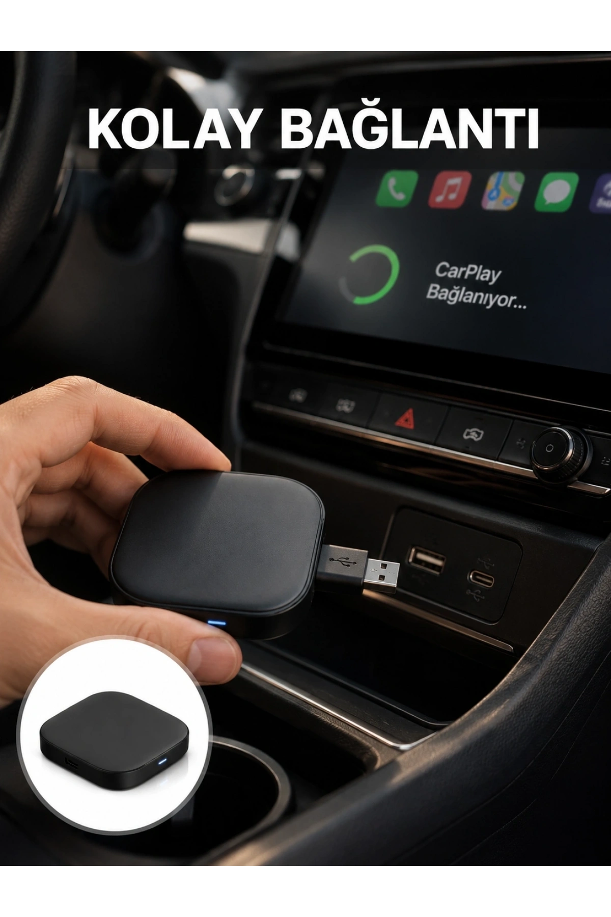 USB Girişli Tak Çalıştır Kablosuz Android Auto Cihazı Yeni Nesil