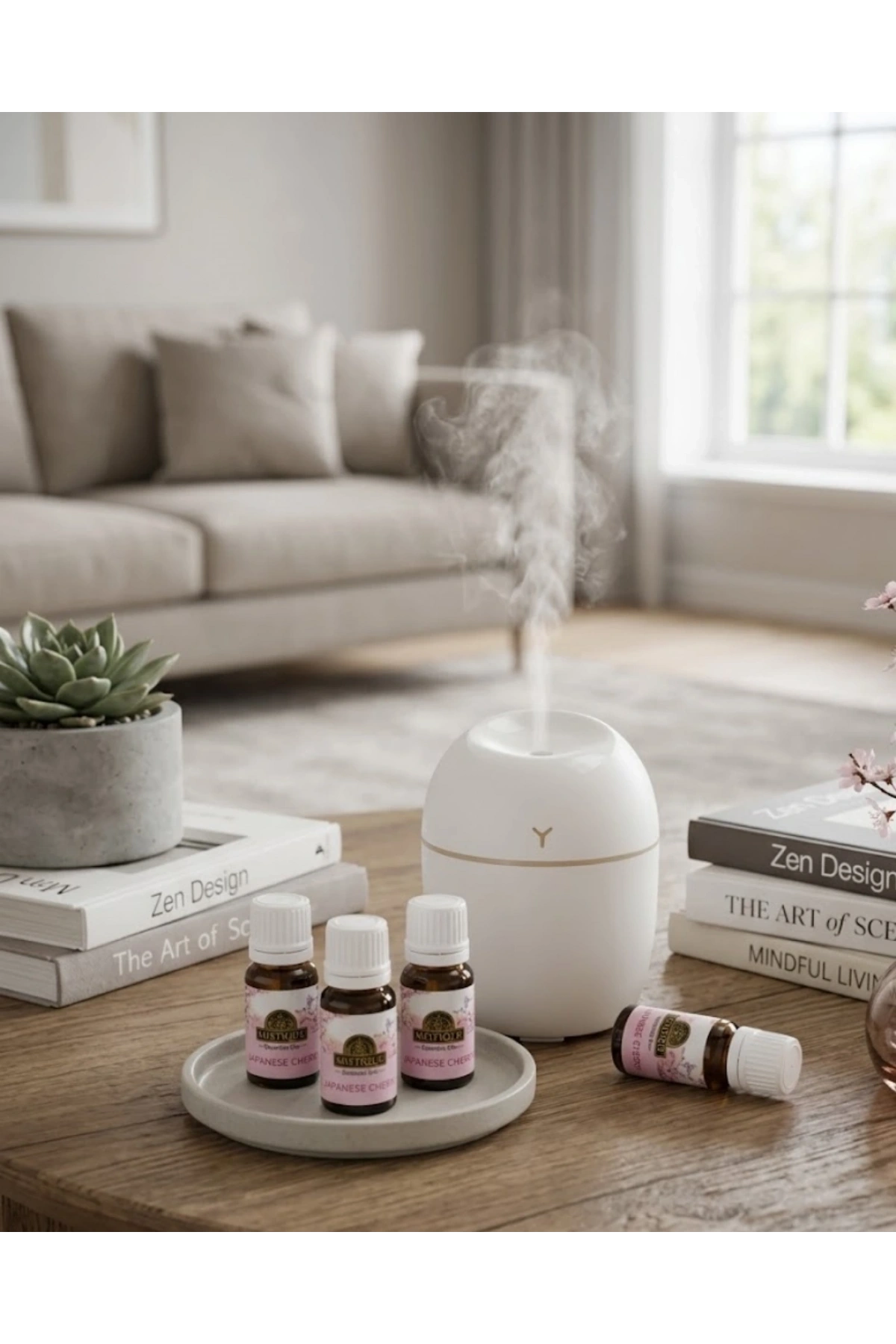 USB Mini Nemlendirici Aromaterapi Difüzörü LED Işıklı 5 Esanslı