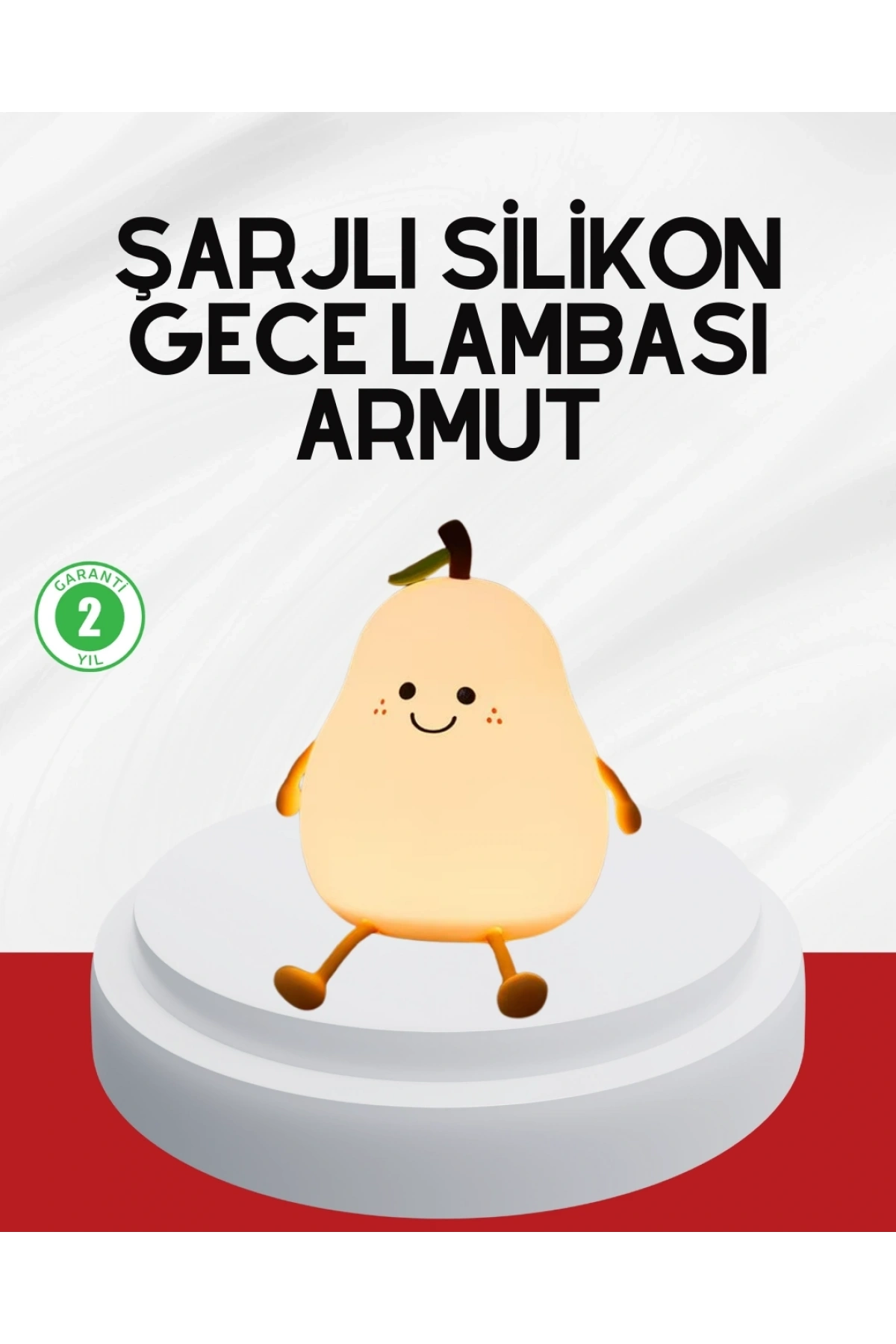 USB Şarjlı Armut Gece Lambası Dokunmatik Renk Değişimli