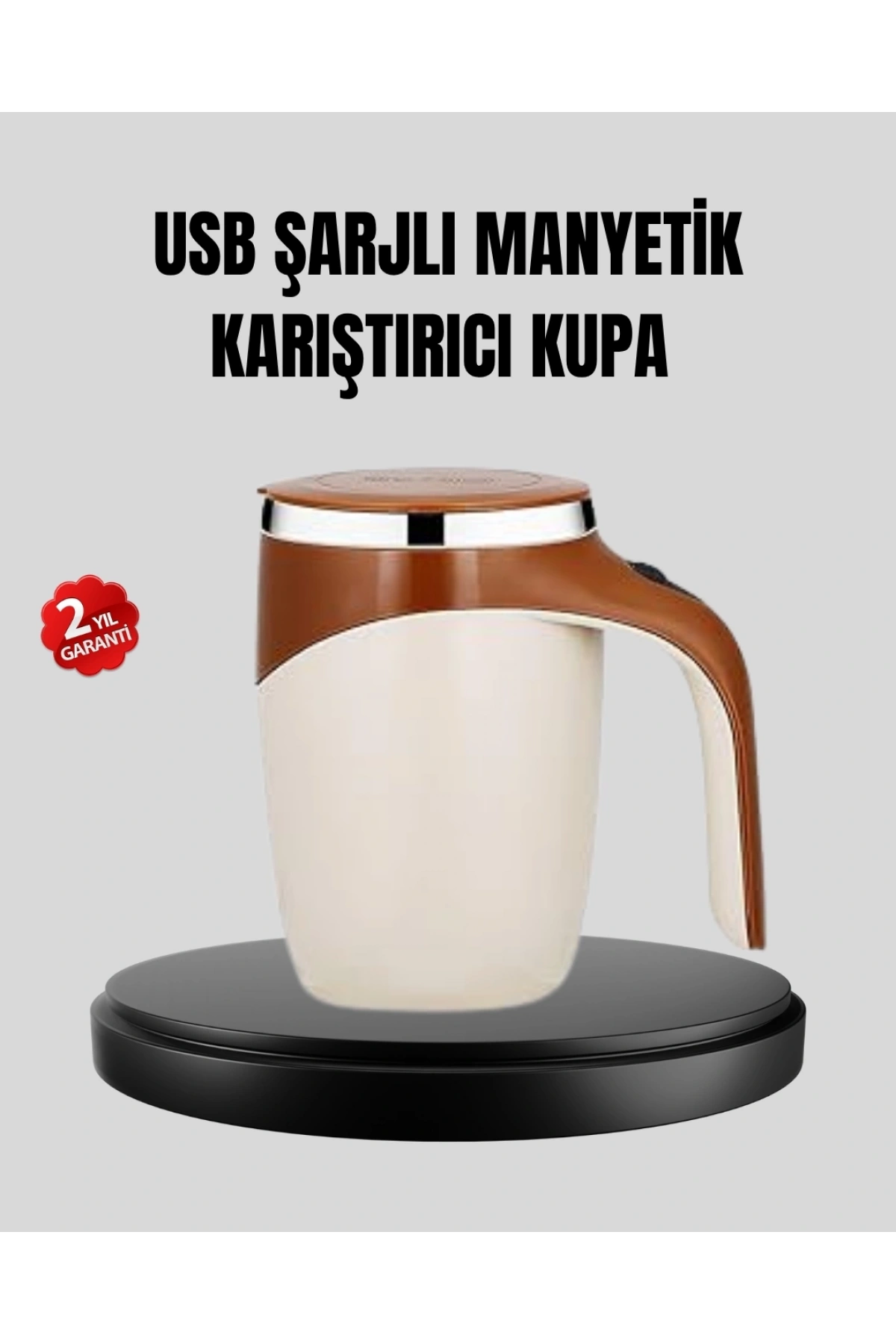 USB Şarjlı Manyetik Karıştırıcı Kupa Otomatik Karıştırma Paslanmaz Çelik