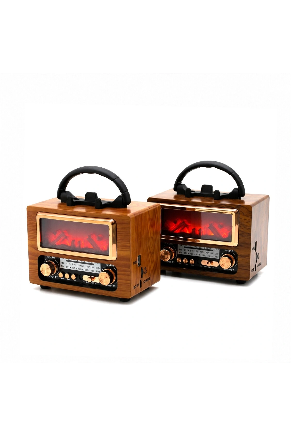 USB ŞARJLI - ŞÖMİNE İBRELİ FM RADYO RETRO MP3 USB - TF PLAYER SPEAKER NS-901BT (5047)
