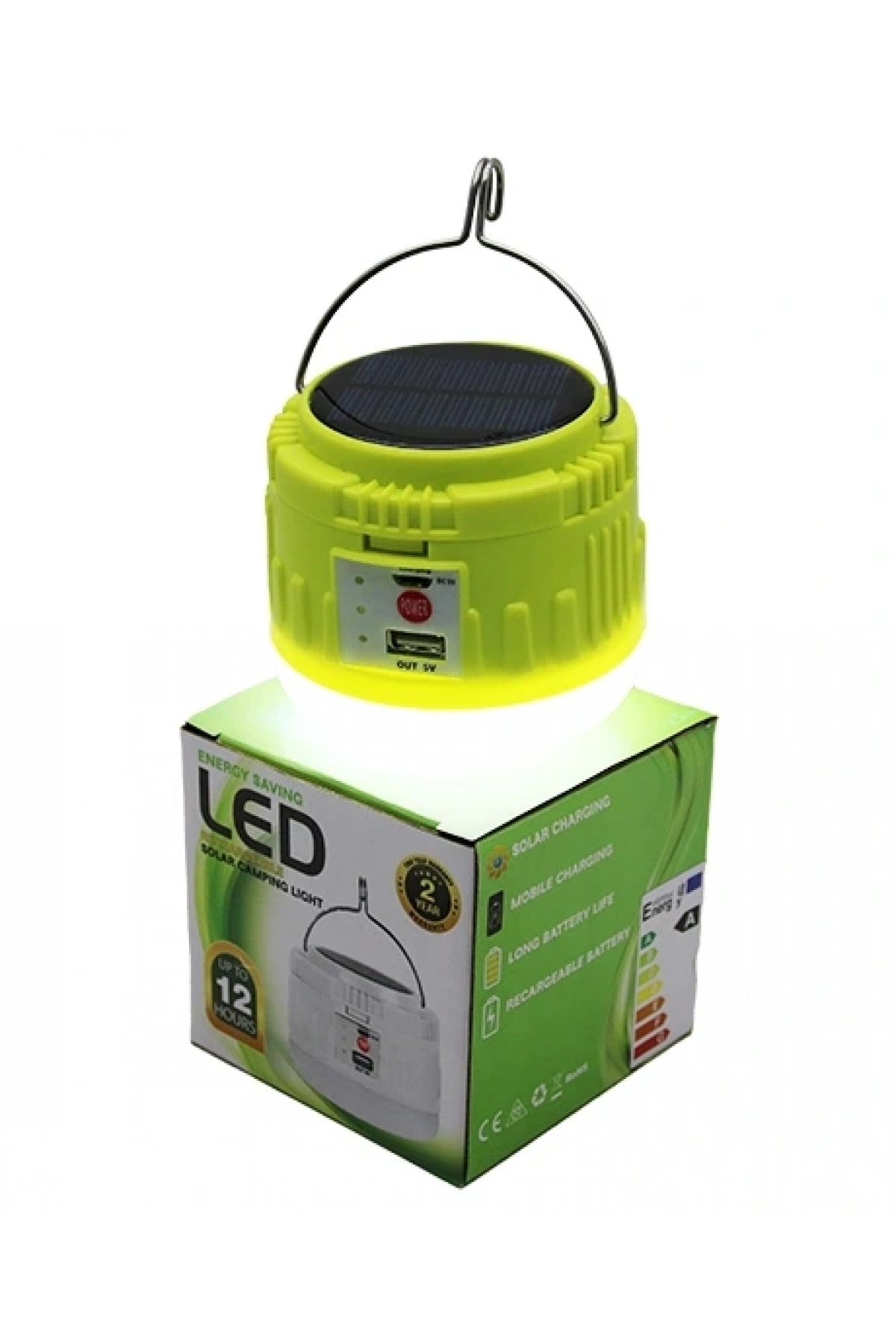 USB - SOLAR ŞARJLI ASKILI KAMP LAMBASI - POWERBANK (5047)