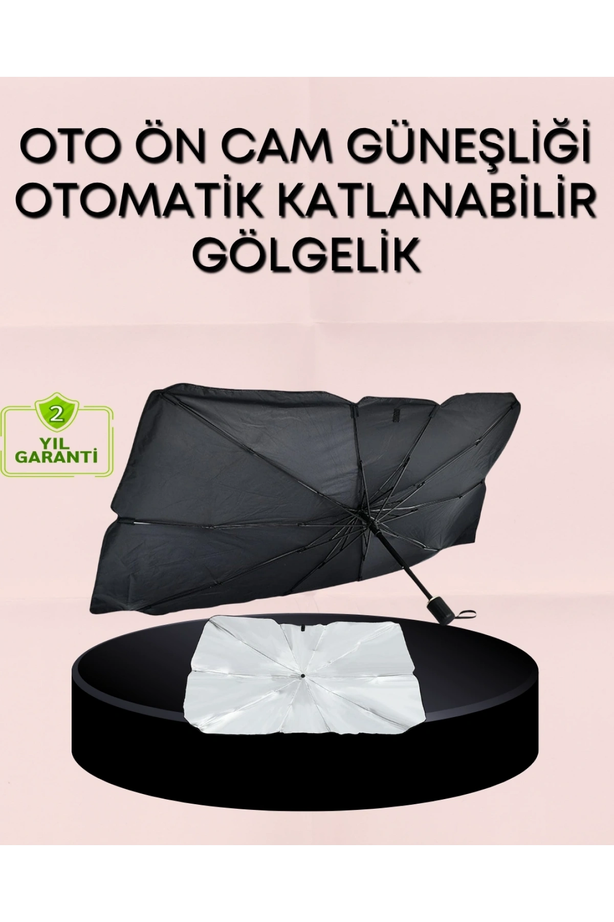 UV Korumalı Şemsiye Tipi Oto Güneşliği - Geniş Araç Uyumu
