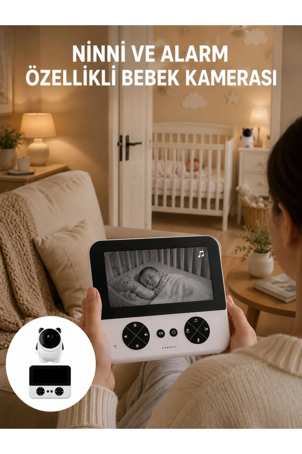 Uzaktan Kontrollü HD Bebek Kamerası Zoom ve Sıcaklık Sensörlü Yeni Nesil
