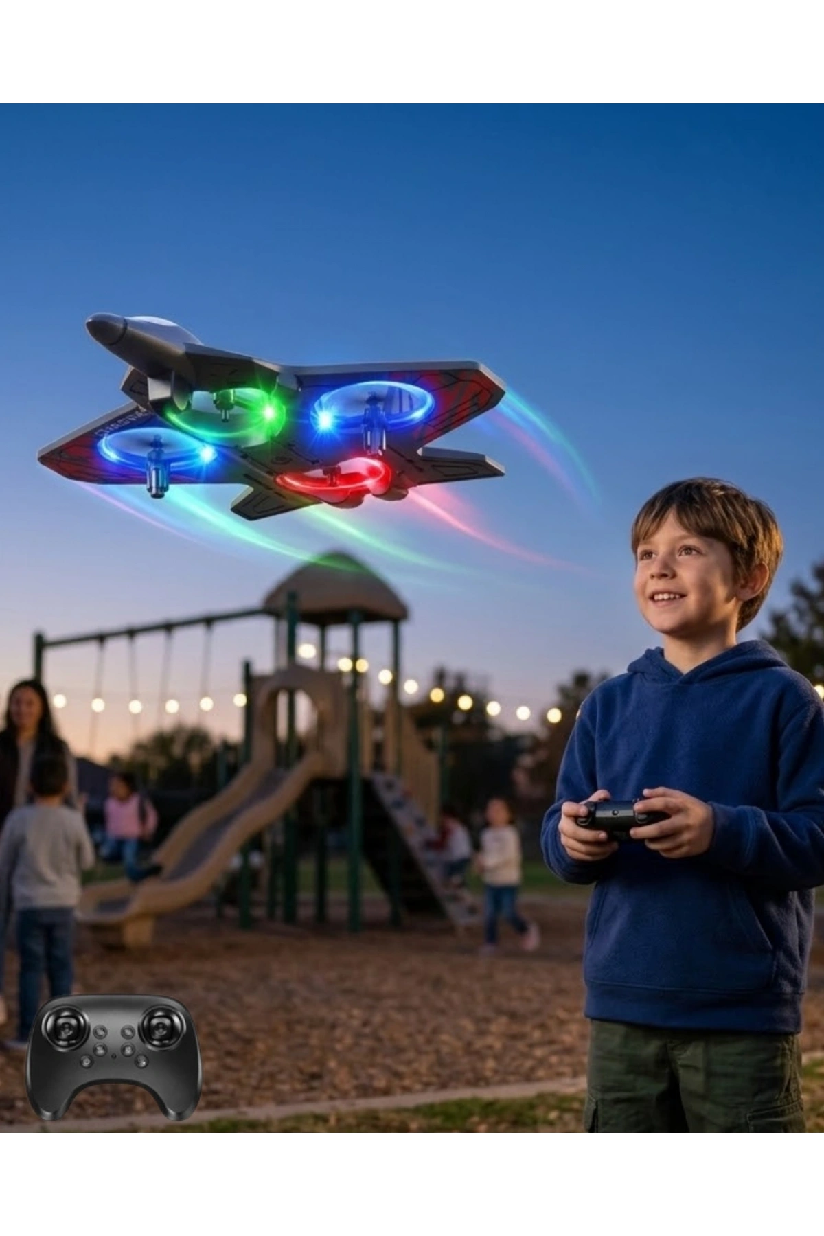 Uzaktan Kumandalı LED Işıklı Drone Uçak 360 Derece Dönüş Özellikli Oyuncak Drone