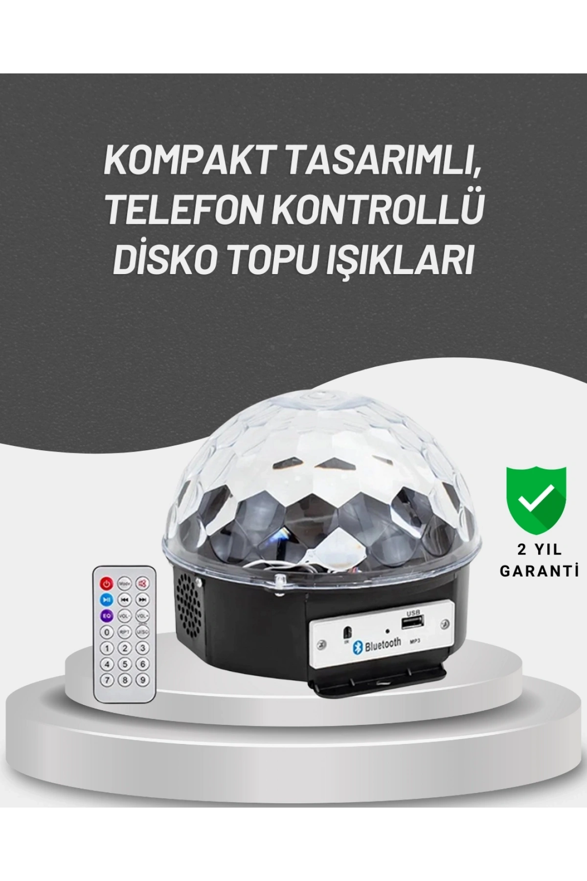Uzaktan Kumandalı RGB LED Disko Topu Bluetooth Hoparlörlü
