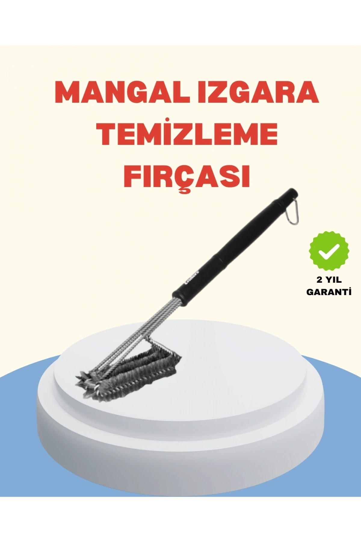 Uzun Saplı Izgara Temizleme Fırçası Çelik Telli
