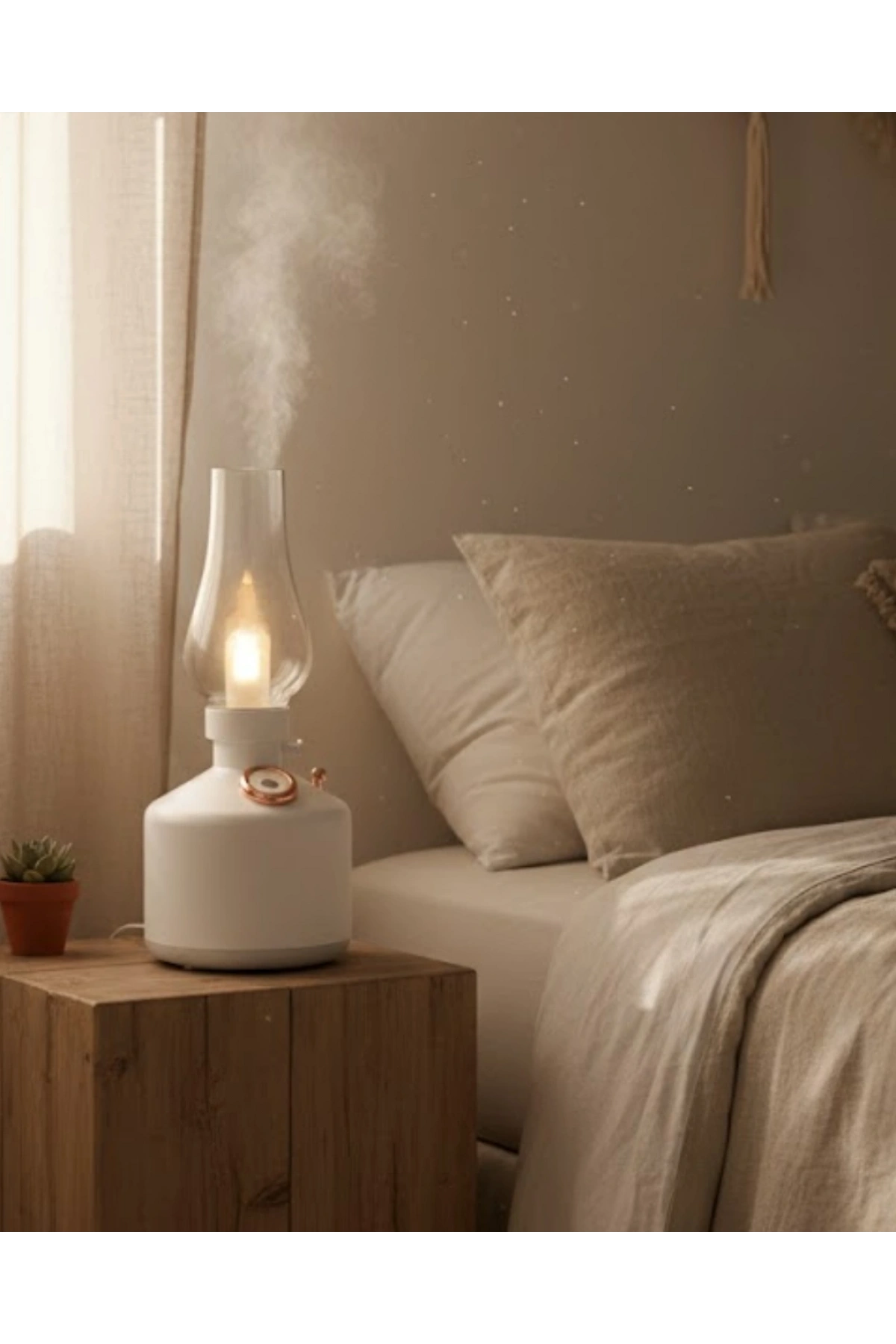 Vintage Dekoratif Gaz Lambası Görünümlü Aromaterapi Difüzör 1200 mAh USB Şarjlı