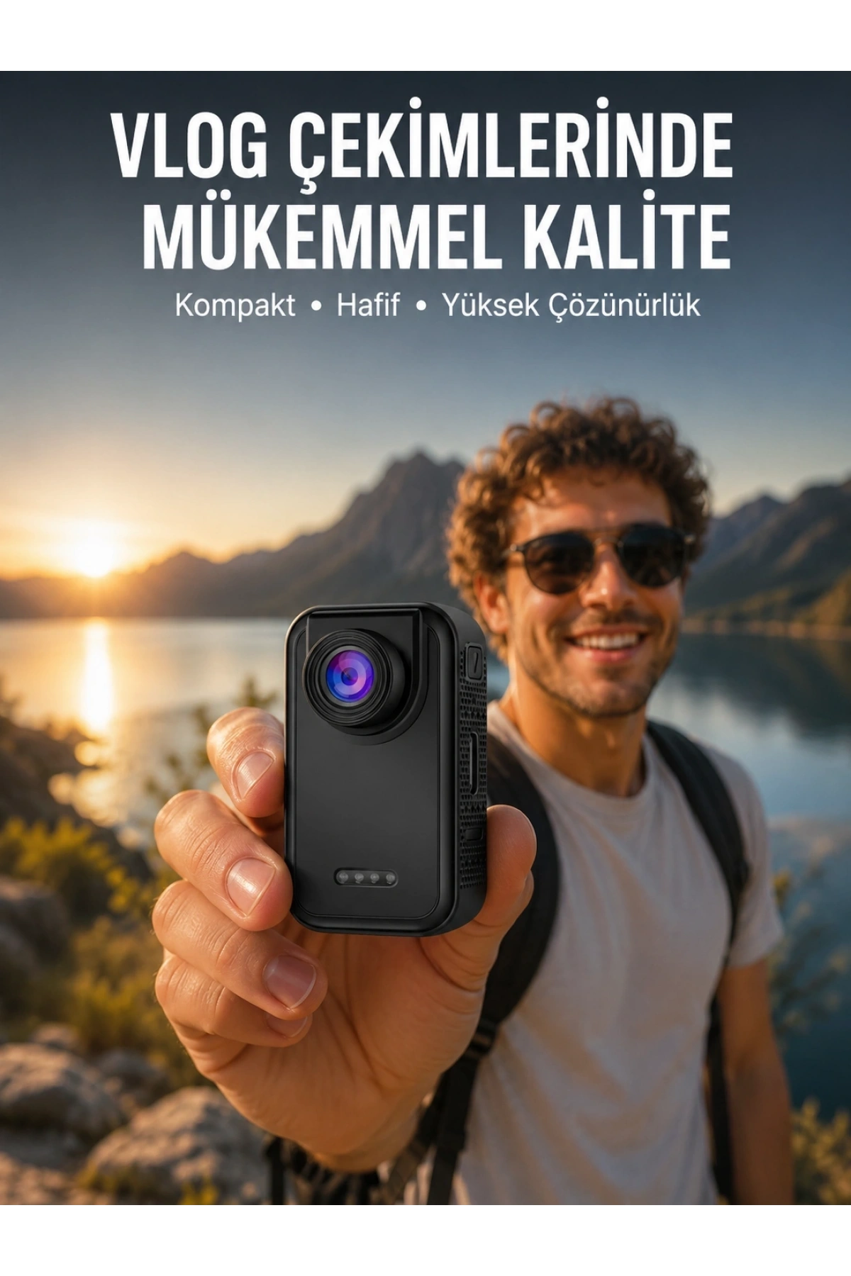 Vlog, Seyahat ve Günlük Video Çekimleri İçin Mini Kamera Yeni Nesil