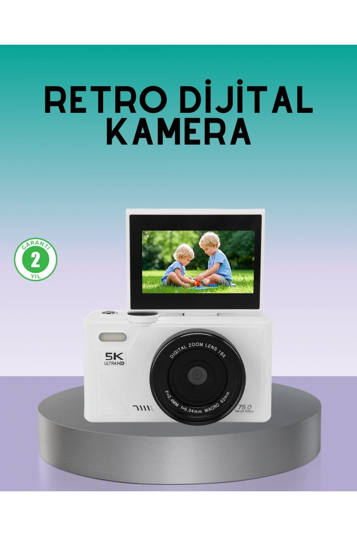 WiFi Bağlantılı 5K Ultra HD Dijital Kamera 75MP Otofokus