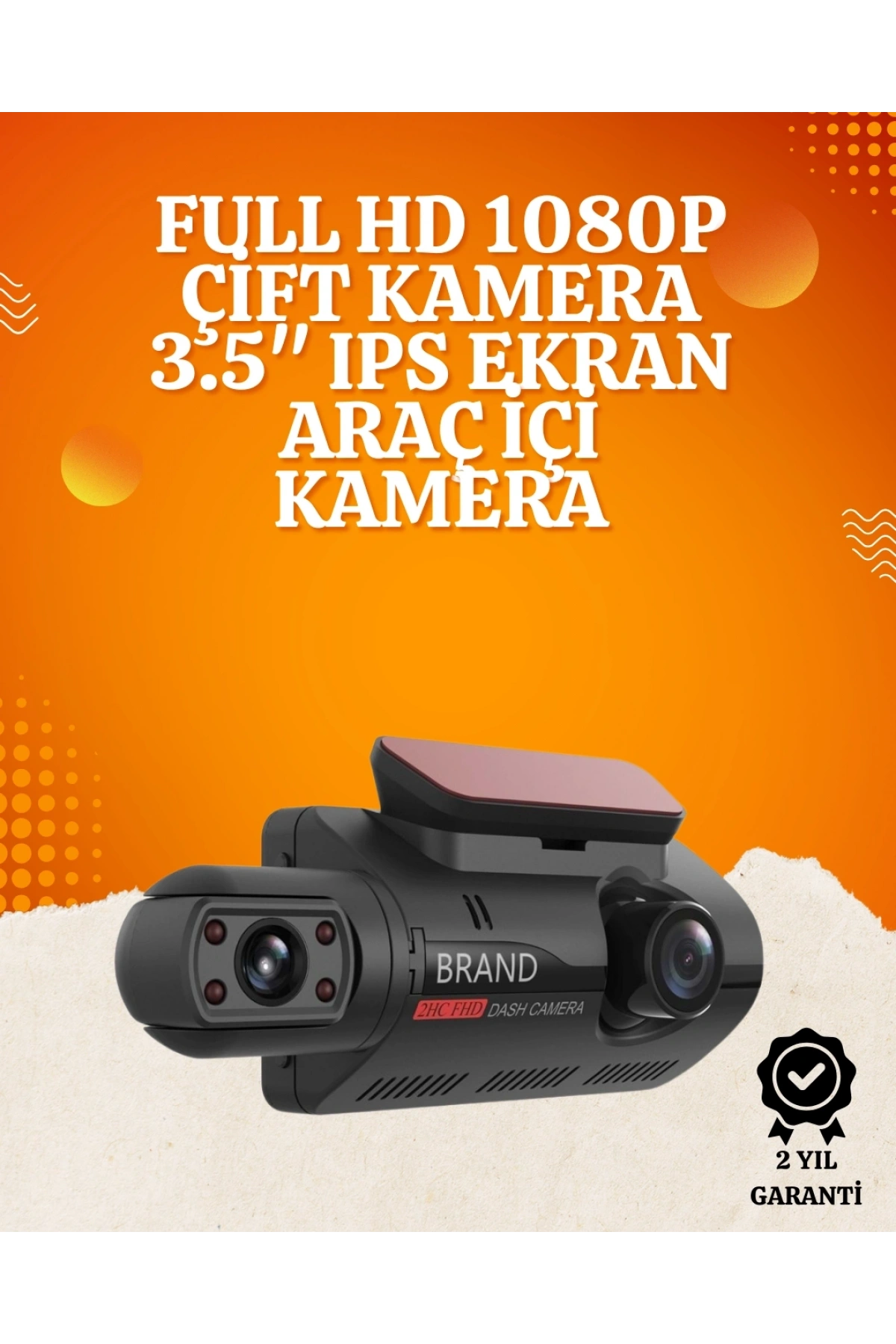 WiFi Destekli Araç Kamerası – 3 inç Ekran, 1080P Ön ve 720P İç Kamera