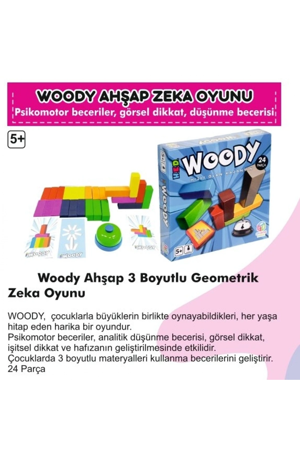 Woody Ahşap 3 Boyutlu Geometrik Zeka Oyunu