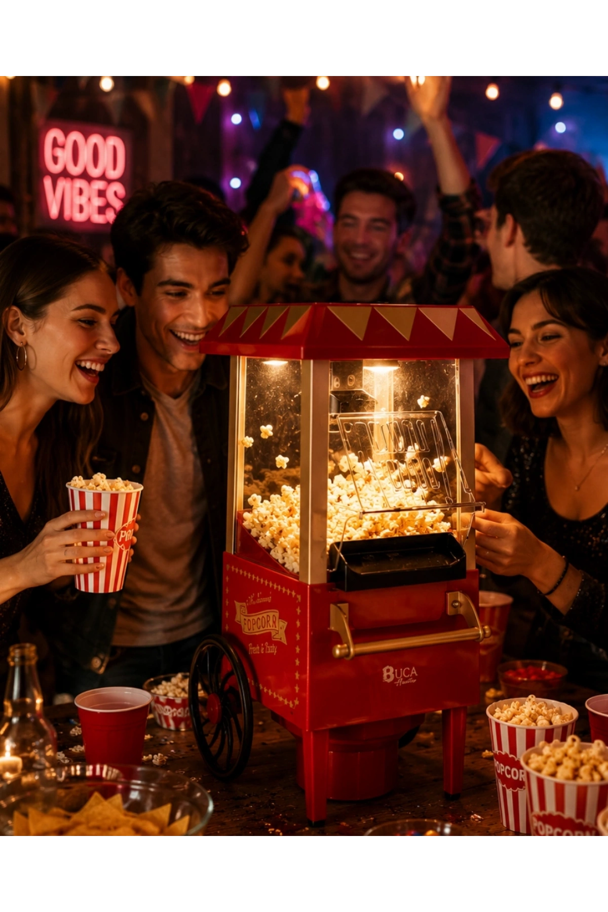 Yağsız Popcorn Makinesi Hızlı Sıcak Hava Mısır Patlatıcı Ev Tipi Kullanım