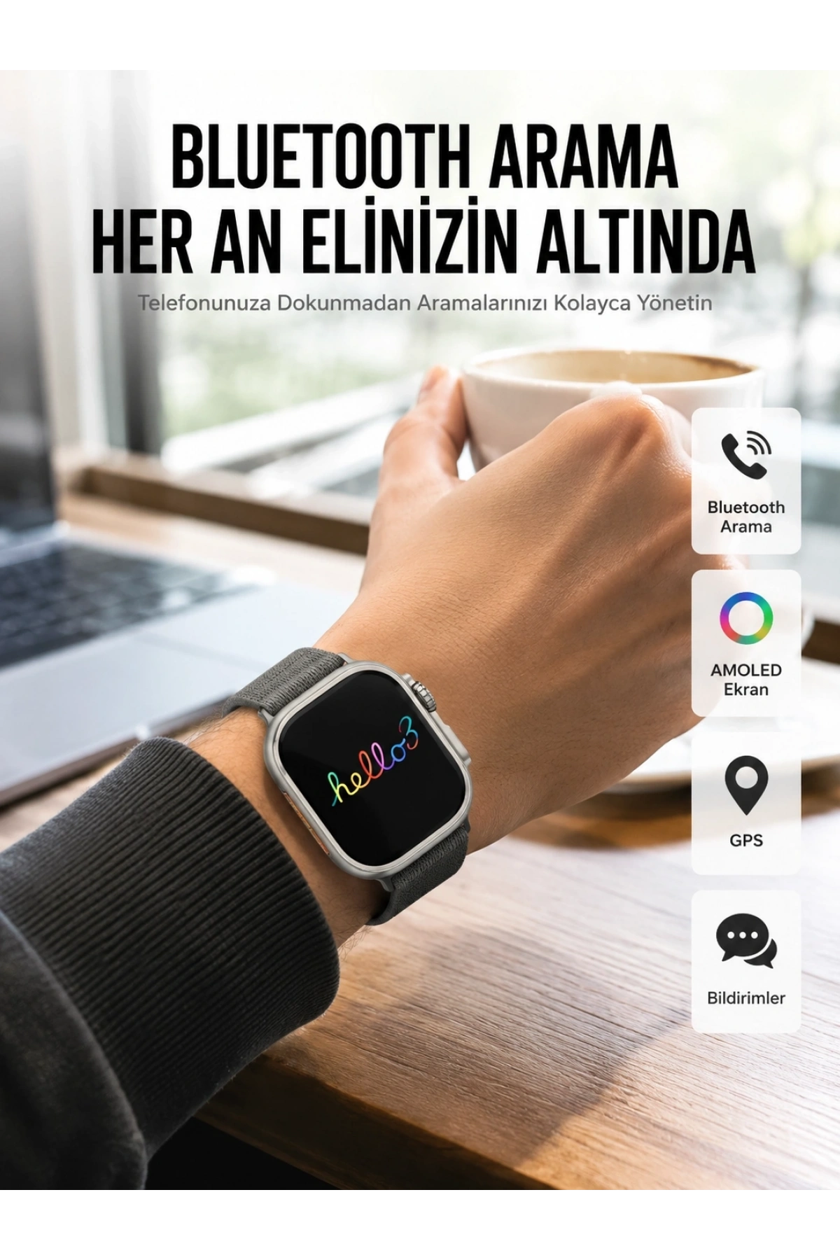 Yeni Nesil 3 Kordonlu Kol Saati 49 MM Amoled Ekran Akıllı Saat