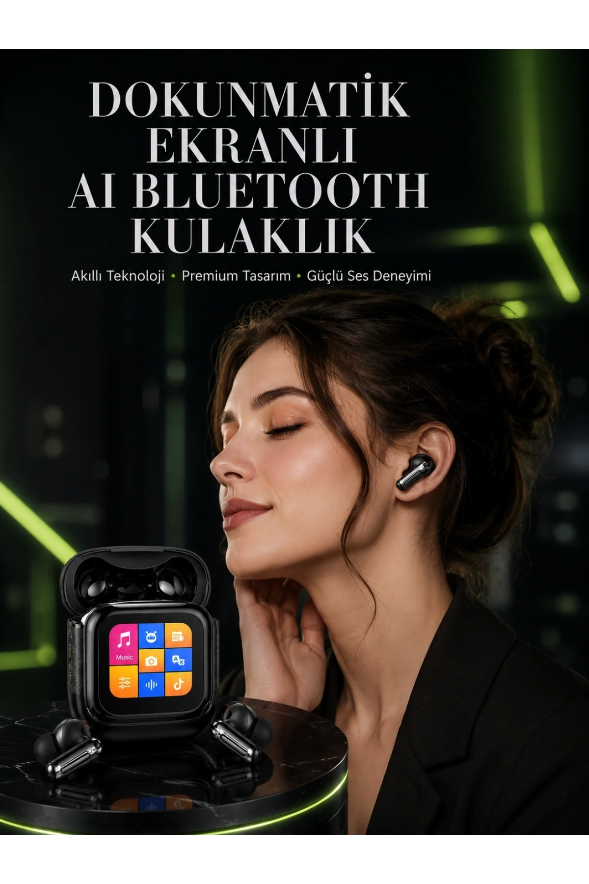 Yeni Nesil AI Bluetooth Kulaklık Akıllı Dokunmatik Ekranlı