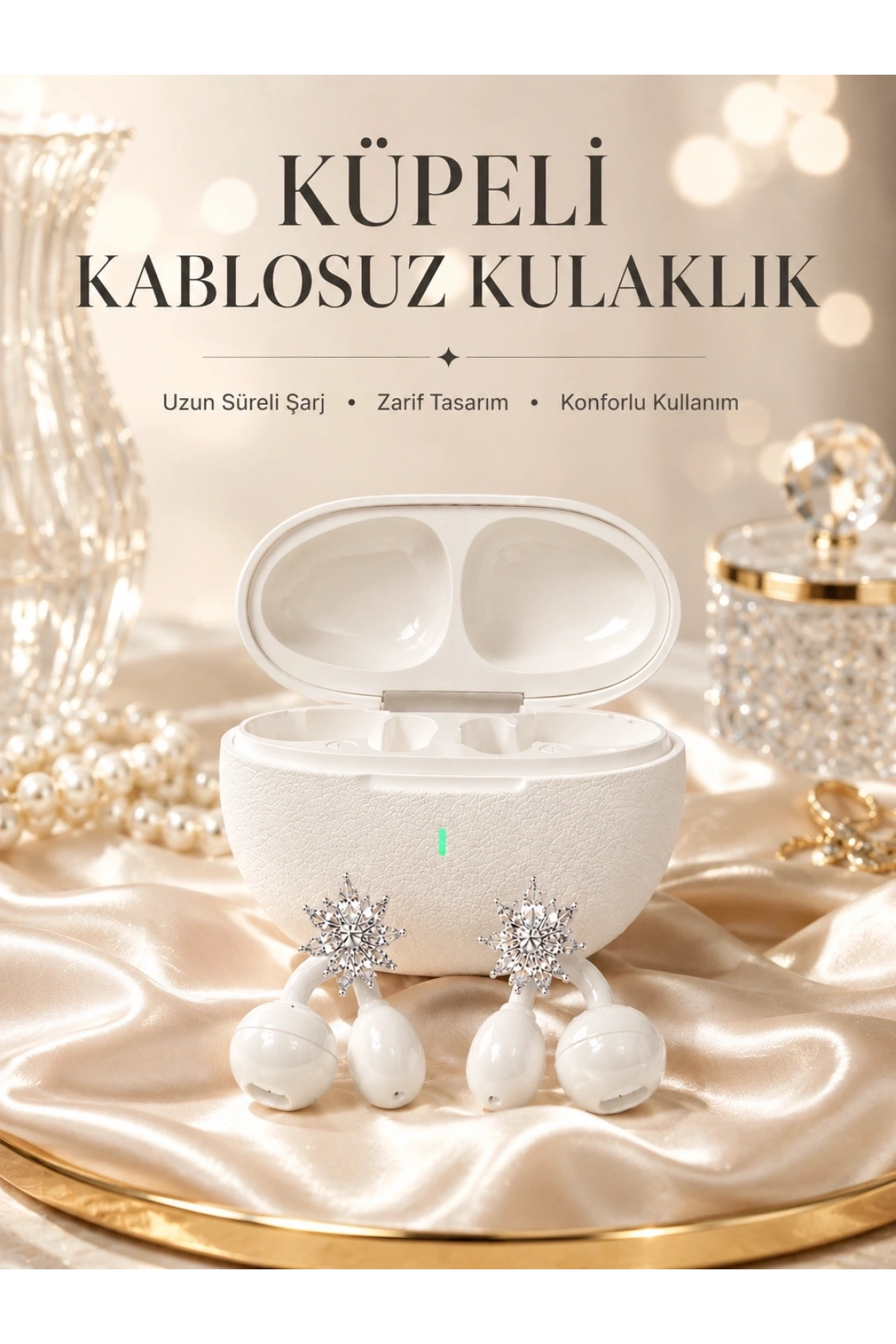 Yeni Nesil Küpeli Kablosuz Kulaklık Güçlü Bataryalı