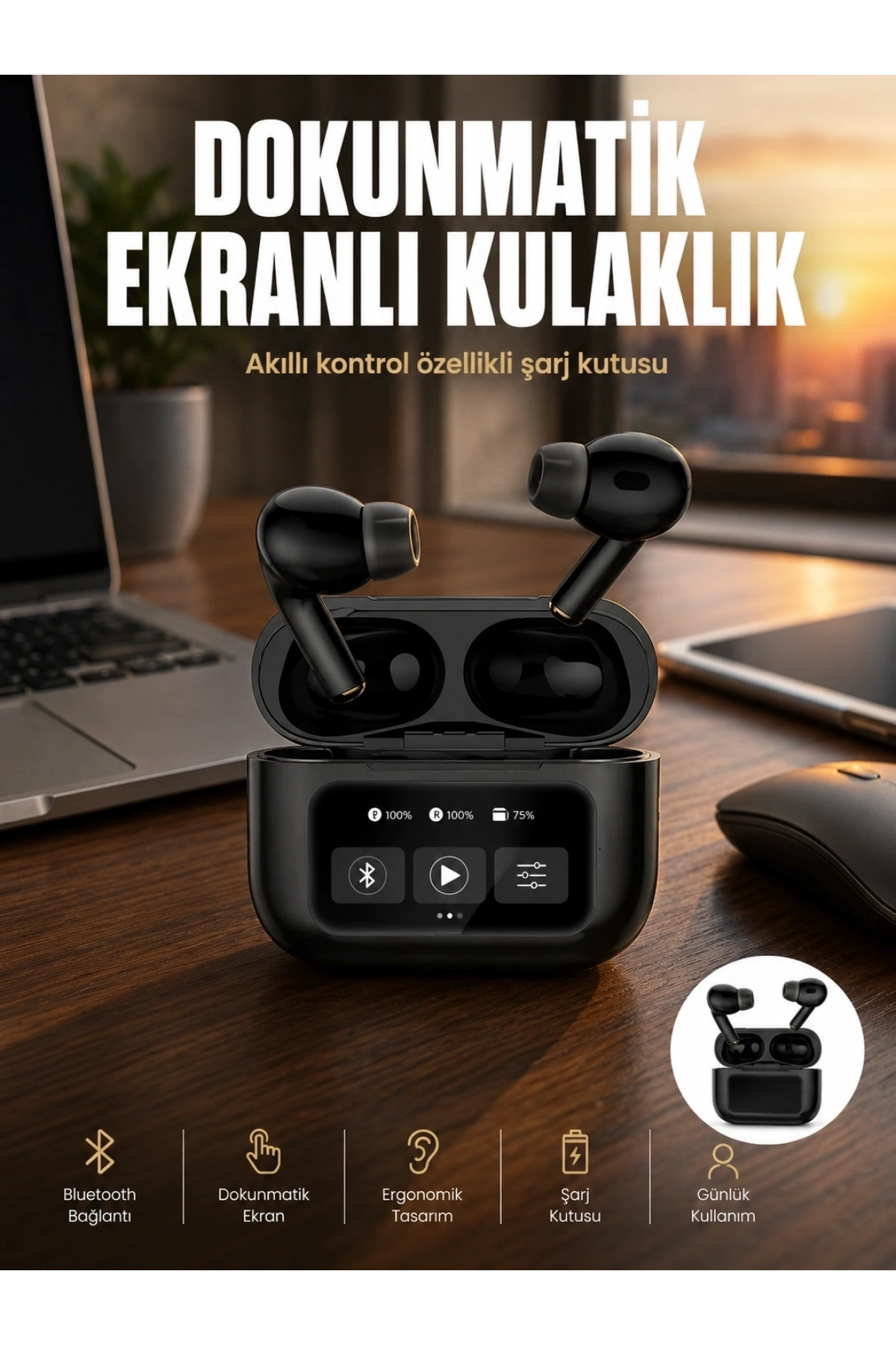 Yeni Nesil Pro Ekranlı Bluetooth Kulaklık 5.0 Bluetooth Yeni Nesil
