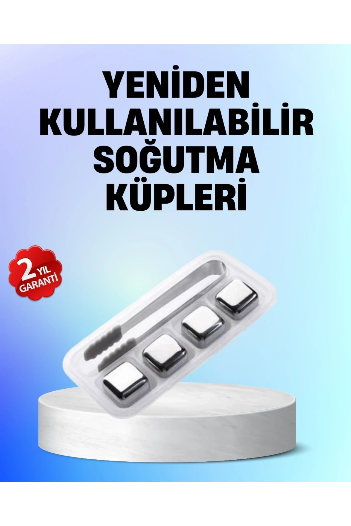Yeniden Kullanılabilir 304 Çelik Metal Buz Küpleri 4lü Set