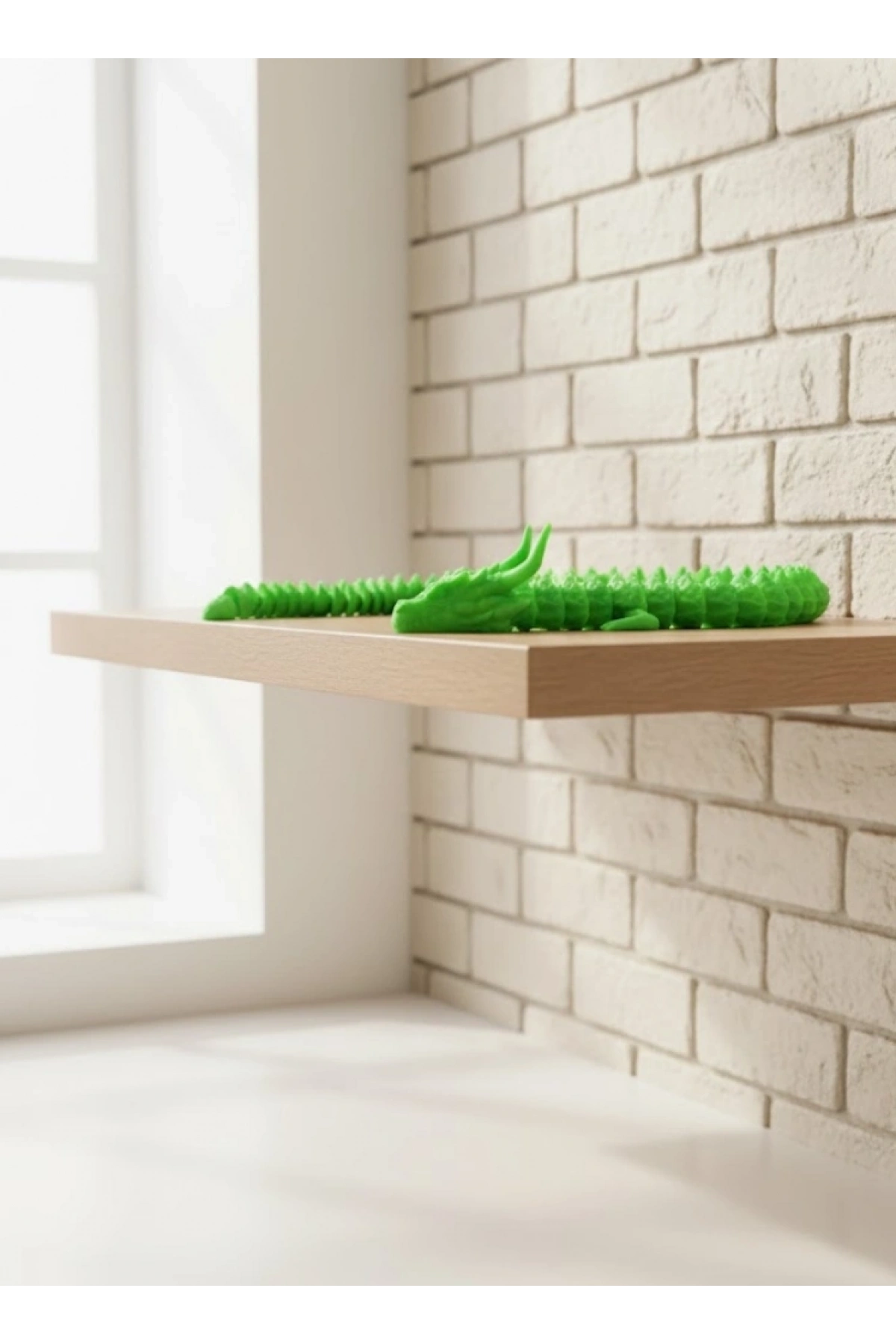 Yeşil Hareketli Ejderha Figürü Esnek Gövdeli Fantastik Dekor 60 cm