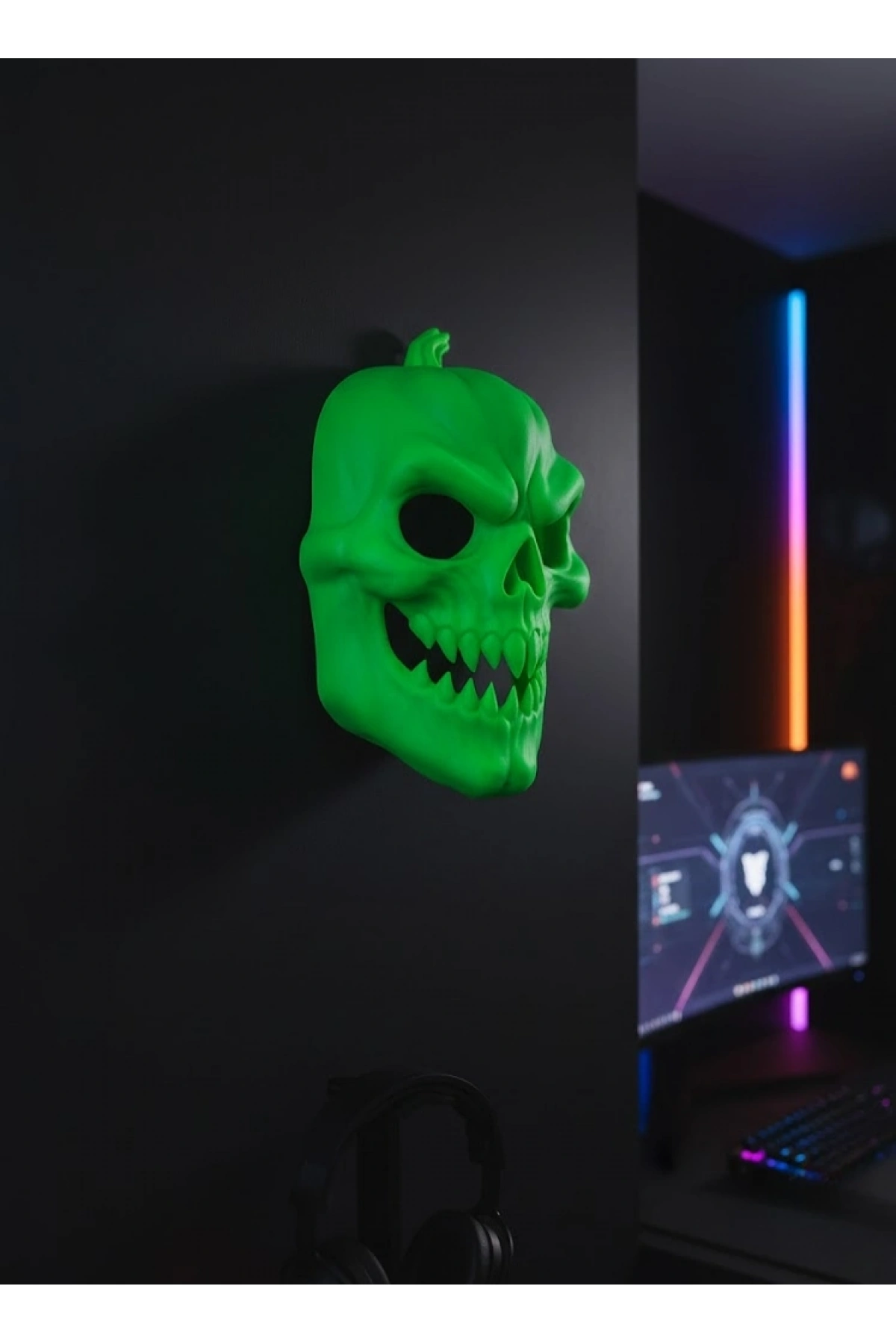 Yeşil Korku Temalı Maske Cadılar Bayramı Dekor