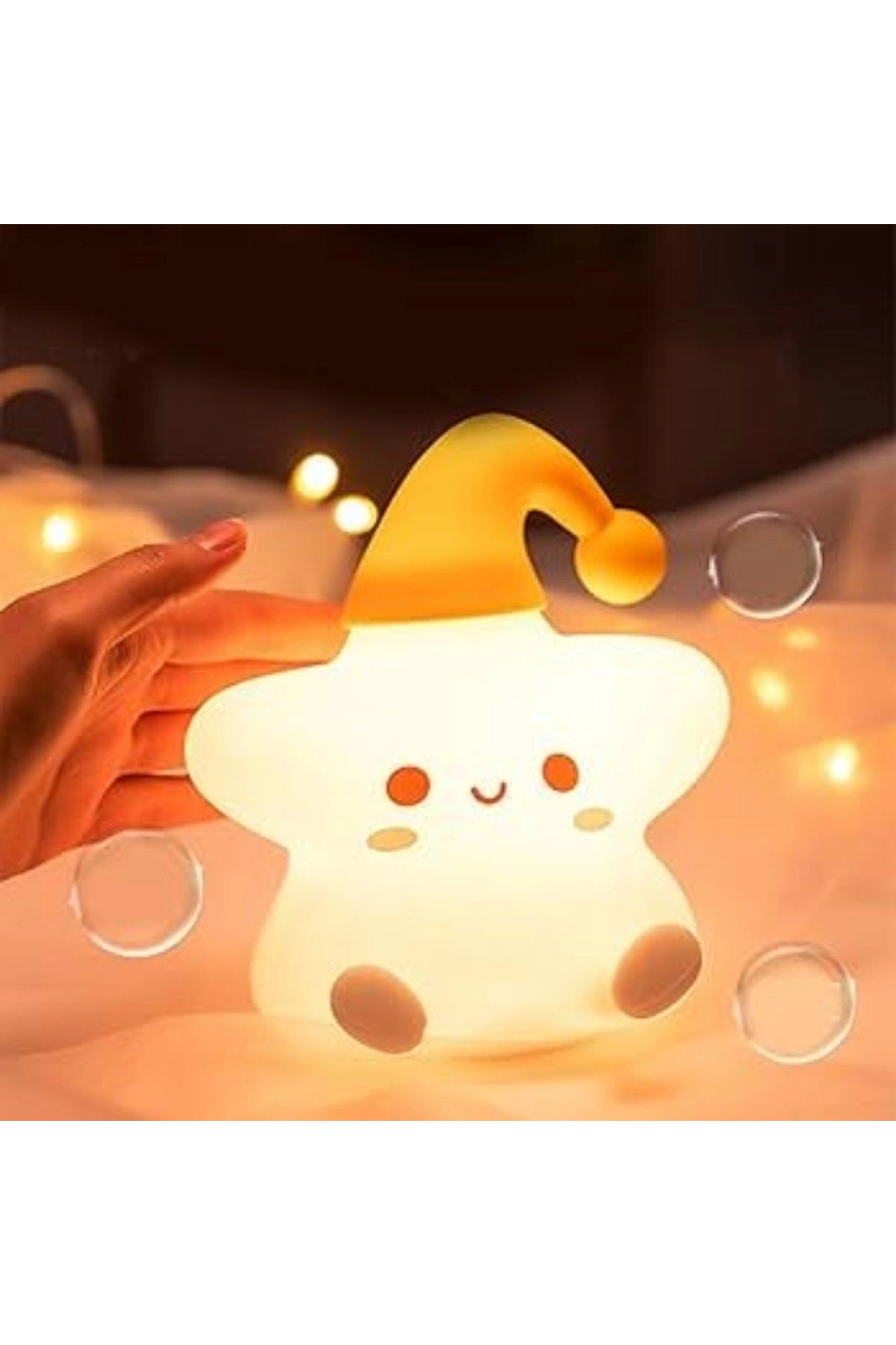 Yıldız Figürlü Pofuduk LED Gece Lambası – Yumuşak Dokulu Masaüstü Aydınlatma, Çocuk Odası ve Dekoratif Şarjlı Ortam Işığı (5047)