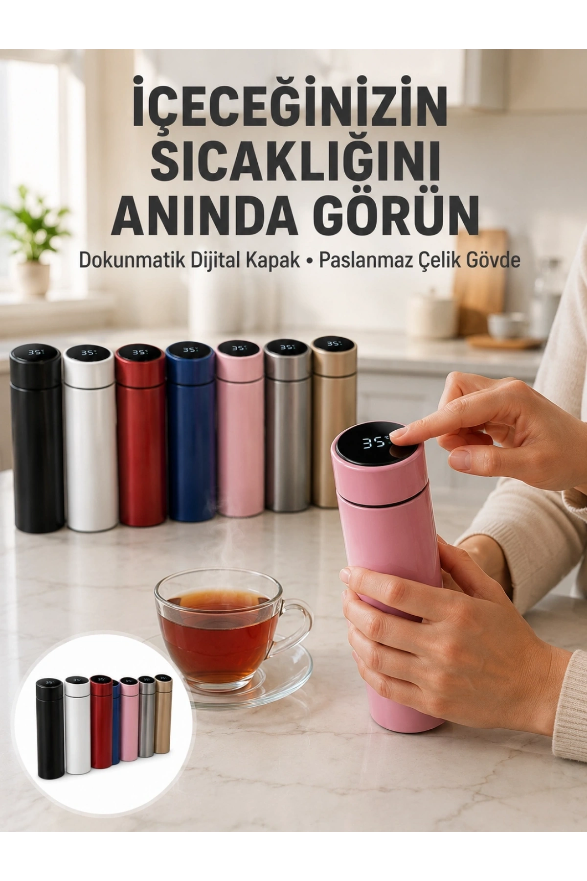 Yüksek Isı Korumasına Sahip Taşınabilir Çelik Termos Yeni Nesil
