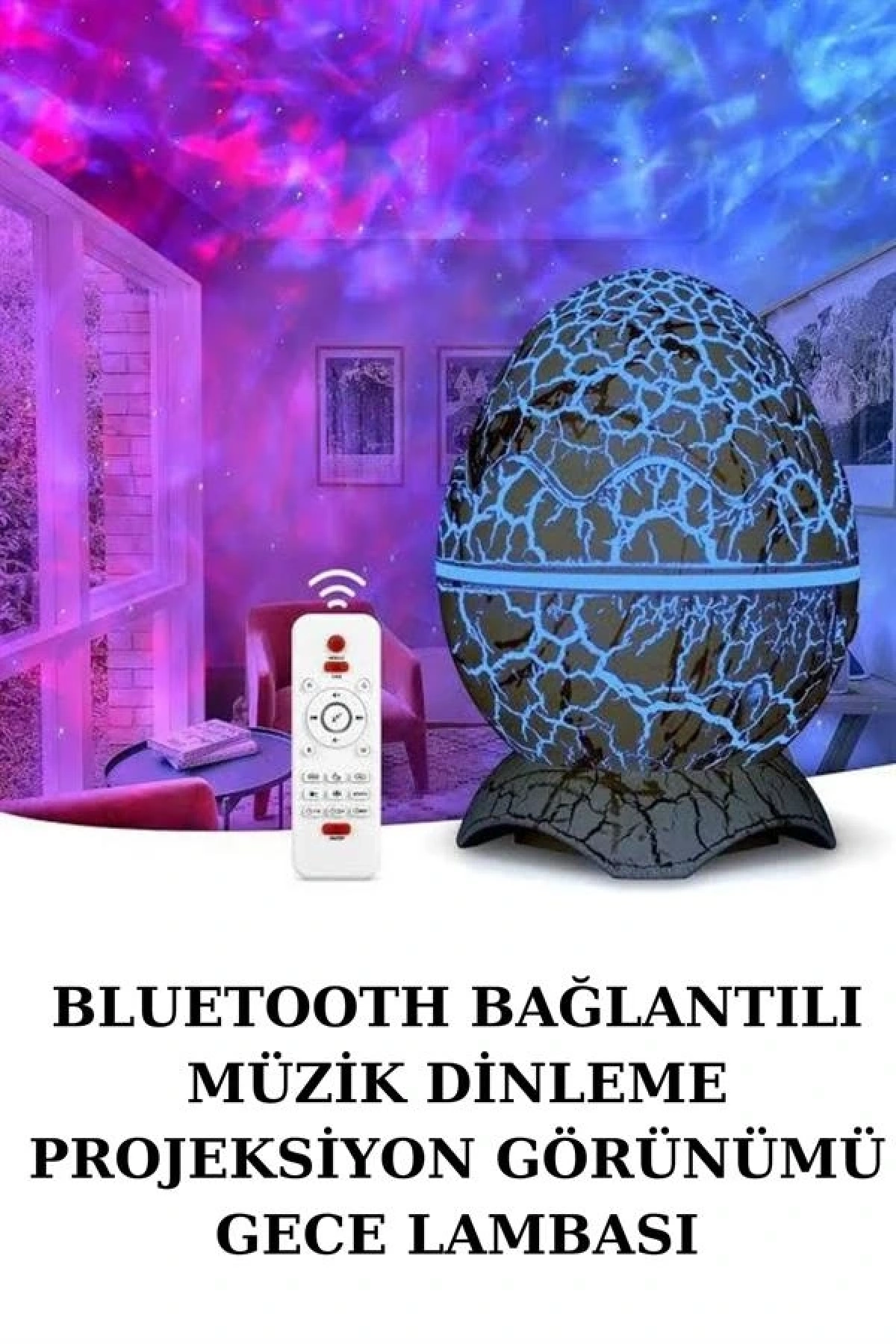Yumurta Şeklinde Su Dalgalı Bluetooth Speaker Lamba Renkli Şarjlı
