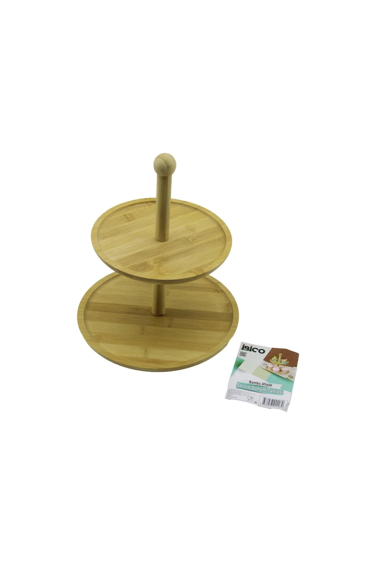 YUVARLAK  2 KATLI AHŞAP - BAMBU SERVİS SUNUM TAHTASI ÇAP: 20CM -- ÇAP:25CM (5047)