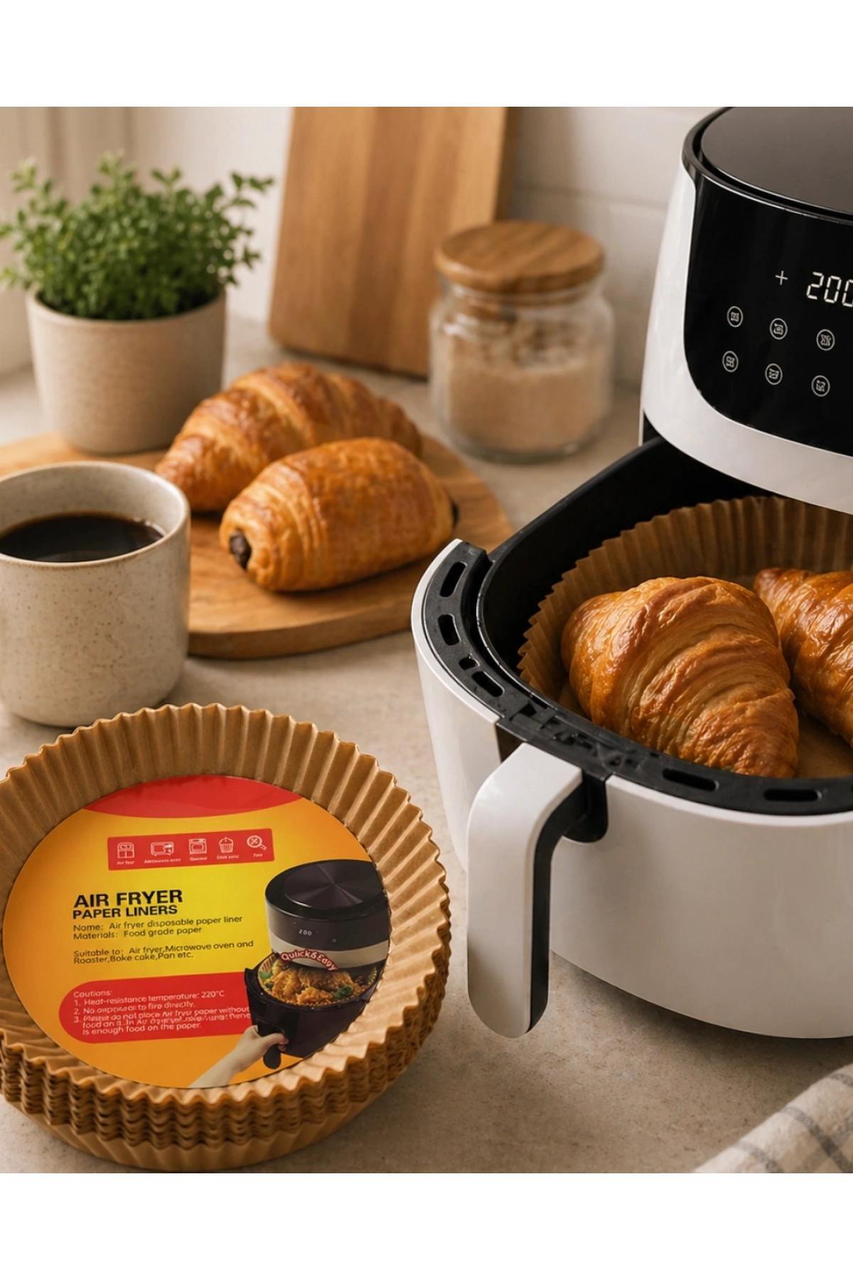 Yuvarlak Airfryer Kağıdı 100 Adet Yağ Tutmaz Hazne Koruyucu