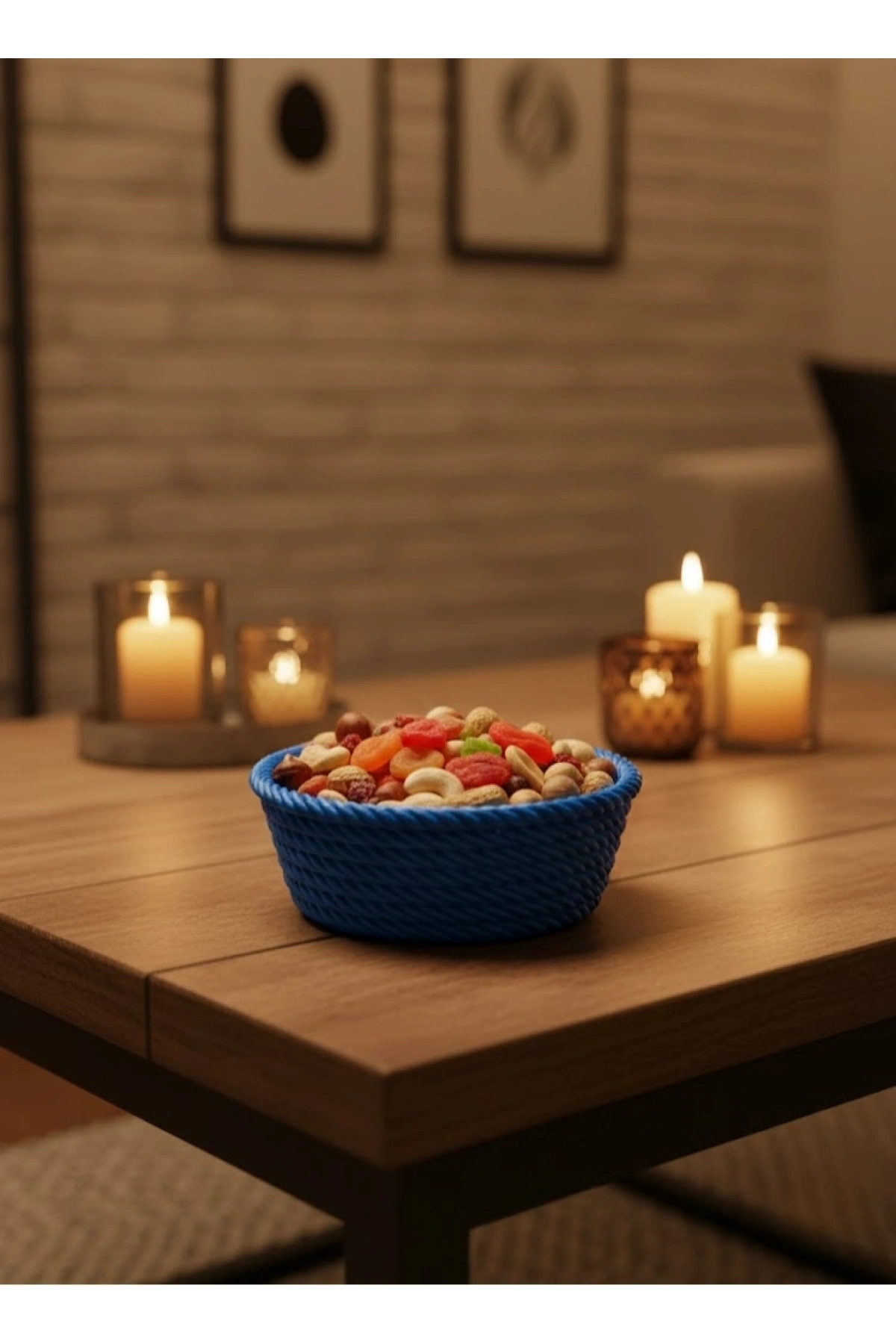 Yuvarlak Çerezlik Lacivert Salon ve Masa Üstü Sunum Kasesi