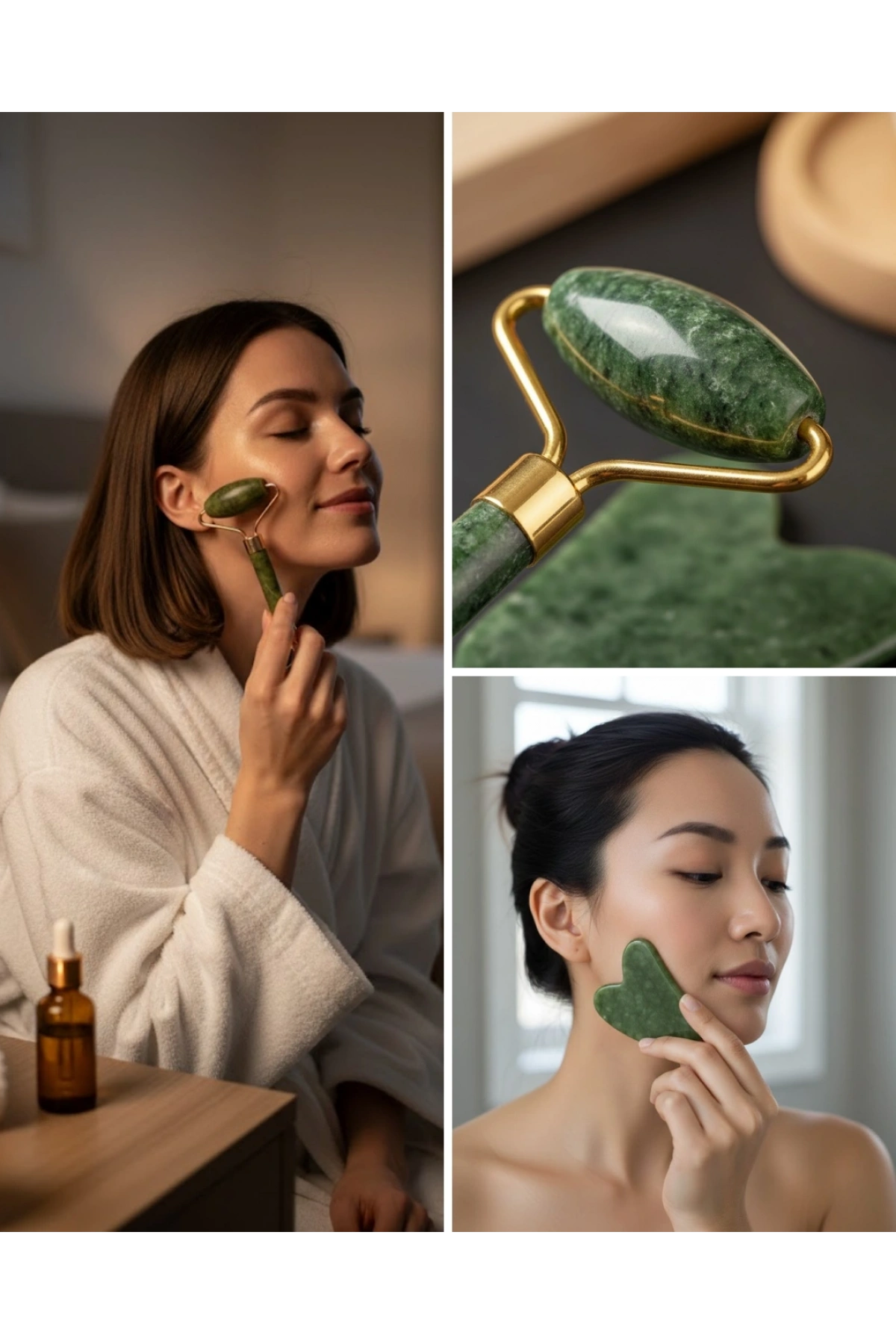 Yüz Masaj Aleti Roller ve Gua Sha 2li Set