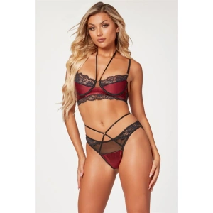 Arias Closet Bordo Dantel İşlemeli Fantezi Sütyen Külot Takımı