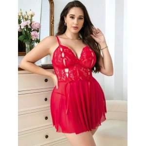 Arias Closet Büyük Beden Göğüs Kısmı Fiyonklu Dekolteli Fantezi Gecelik