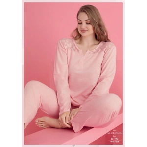 Arias Closet Büyük Beden Pamuklu Dantel İşlemeli Pijama Takımı